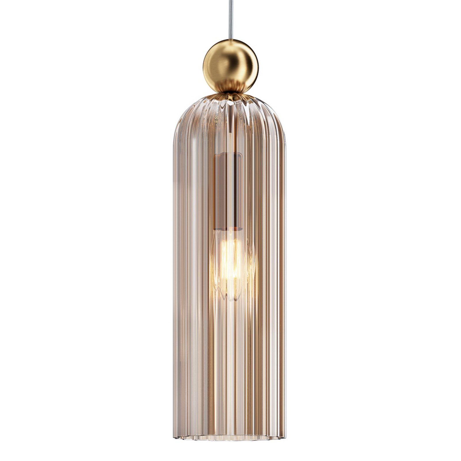 Maytoni Antic hanglamp, glazen kap in Cognac