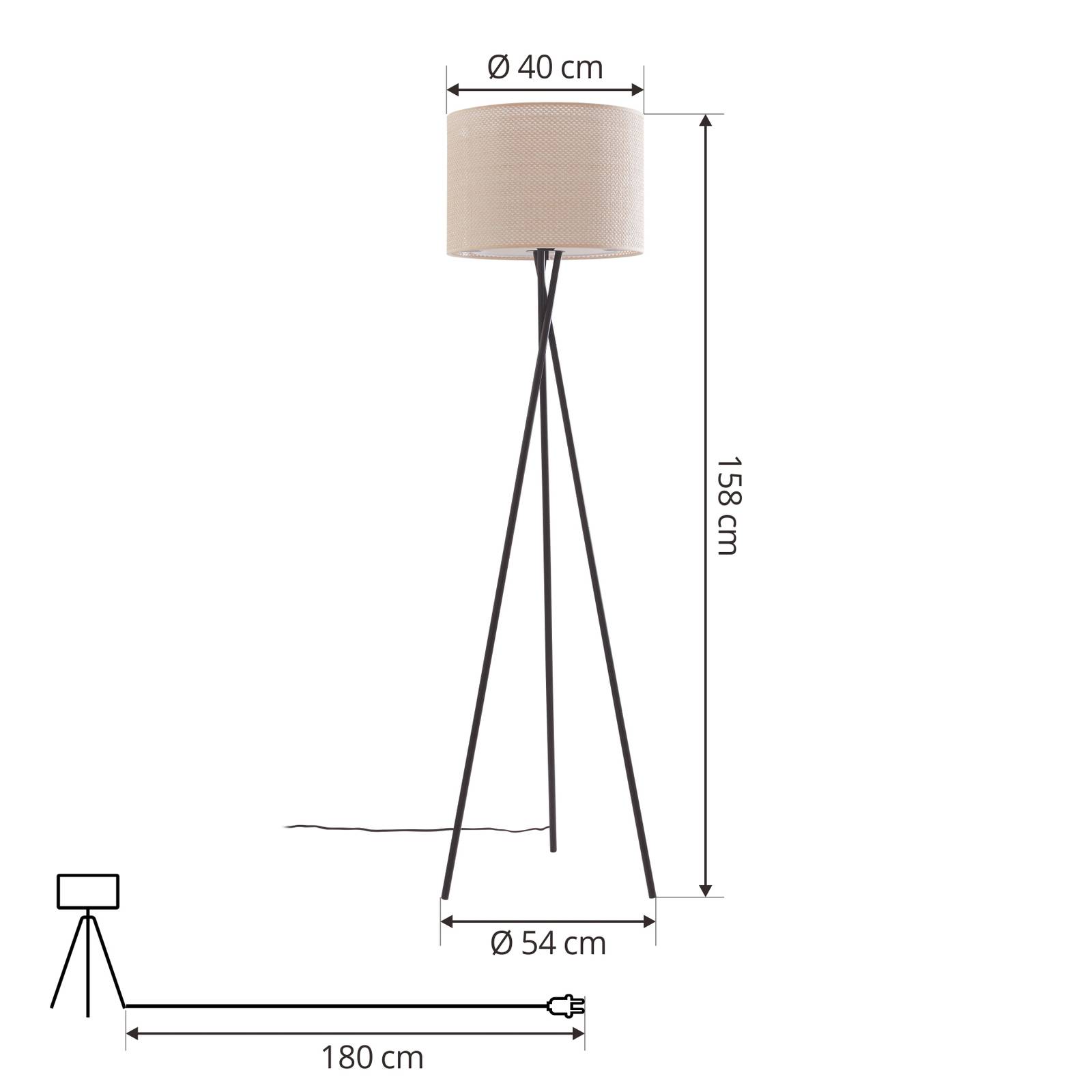 Lampa stojąca Lindby Soula, Ø 40 cm, beżowy, tworzywo sztuczne, E27