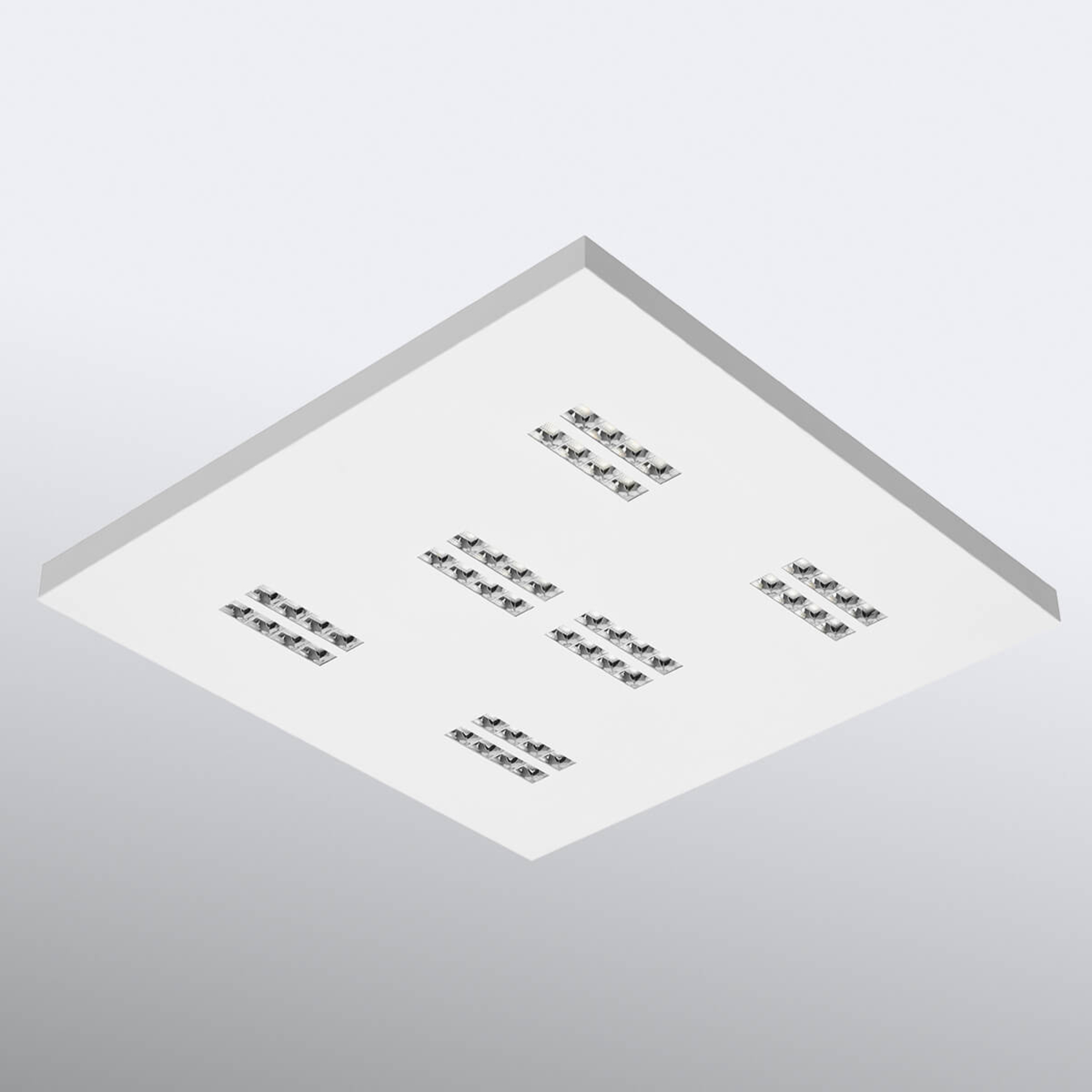 OMS LED ceiling light Declan II SS1 square, 3,000 K, for Workroom / Office, steel, PMMA, polycarbonate, 33 W, energy efficiency: A+, L: 60 cm, W: 60 cm, H: 3.6 cm