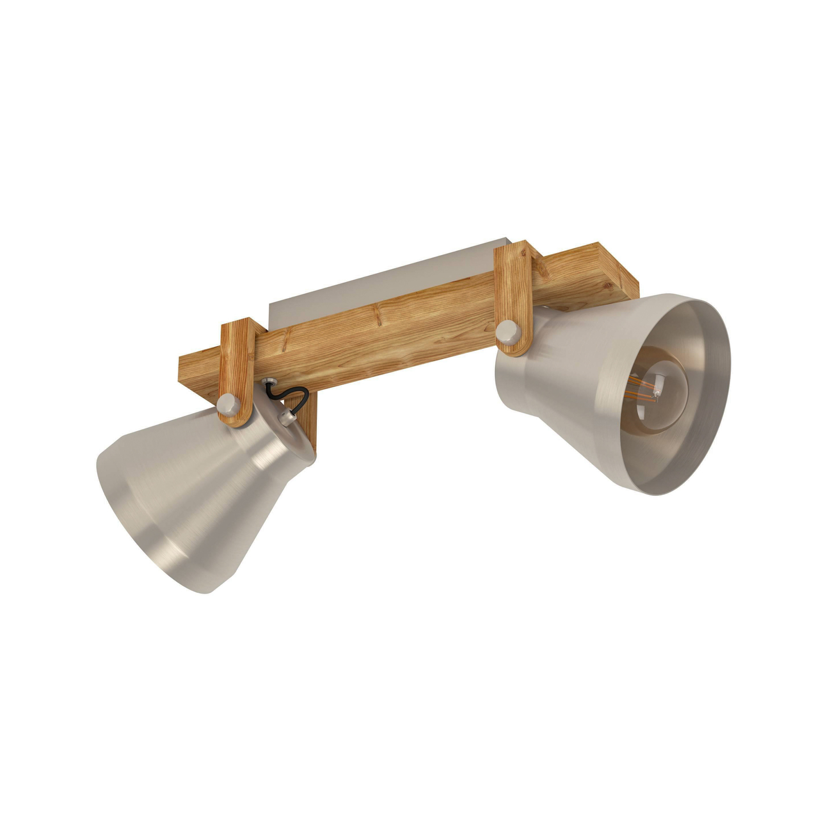 Cawton downlight, length 58.5 cm, steel/brown, 2-bulb.