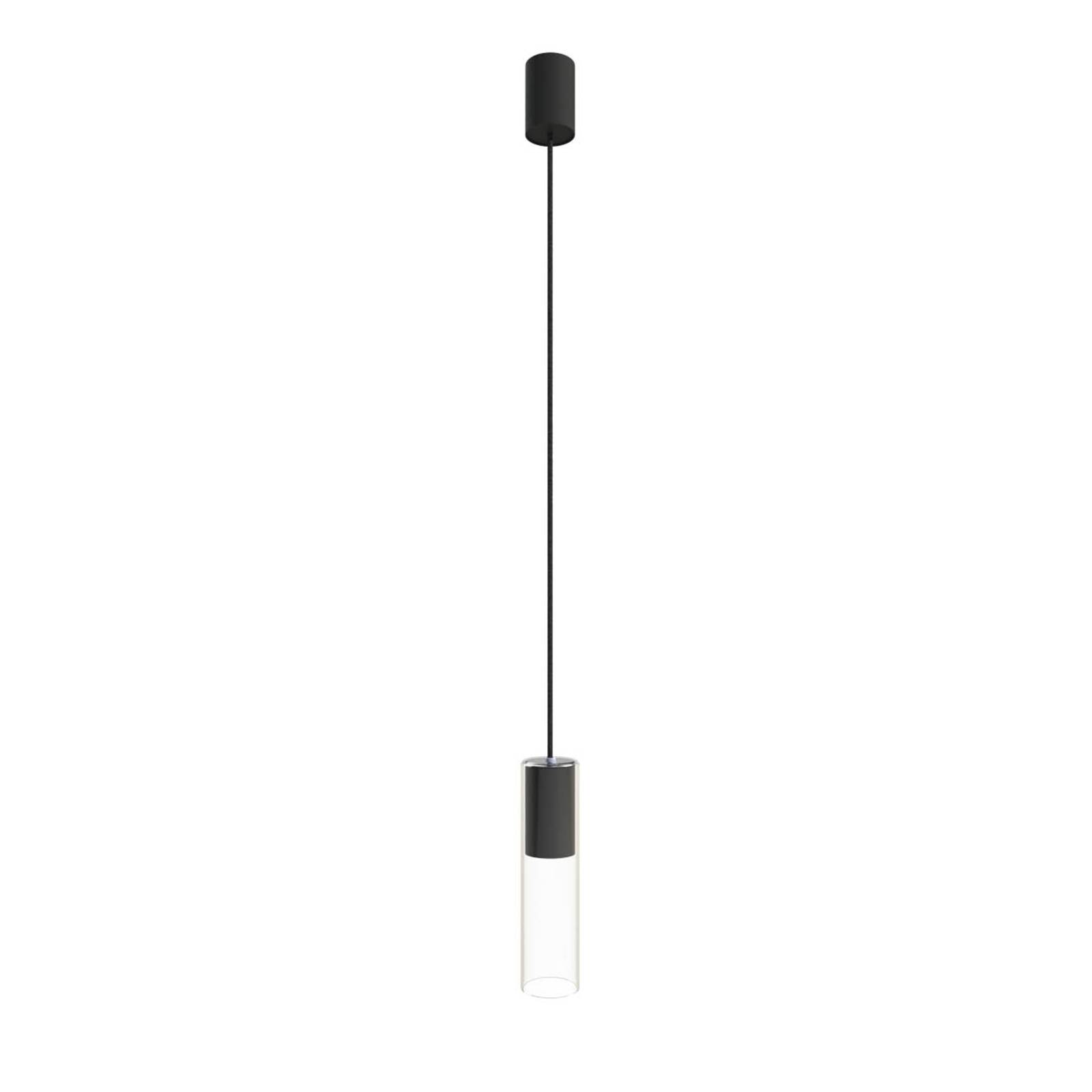 Suspension Cylinder transparente/noire H 25 cm