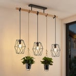 Candeeiro suspenso Lindby Mercan com planta artificial, 3 luzes.