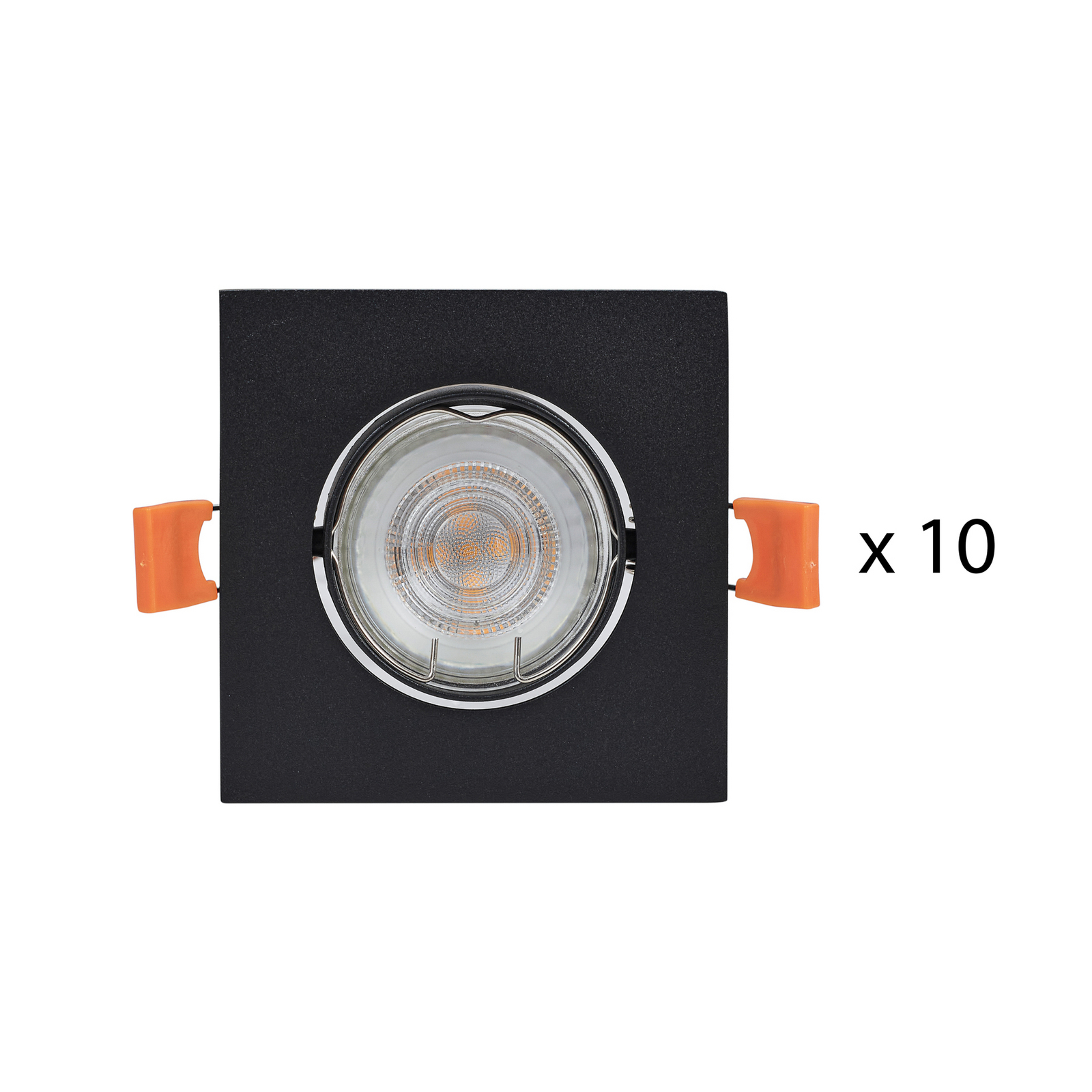 PRIOS inbouwlamp Fibur, zwart, 9 cm, GU10, set van 10 PRIOS inbouwlamp Fibur, zwart, 9 cm, GU10, set van 10