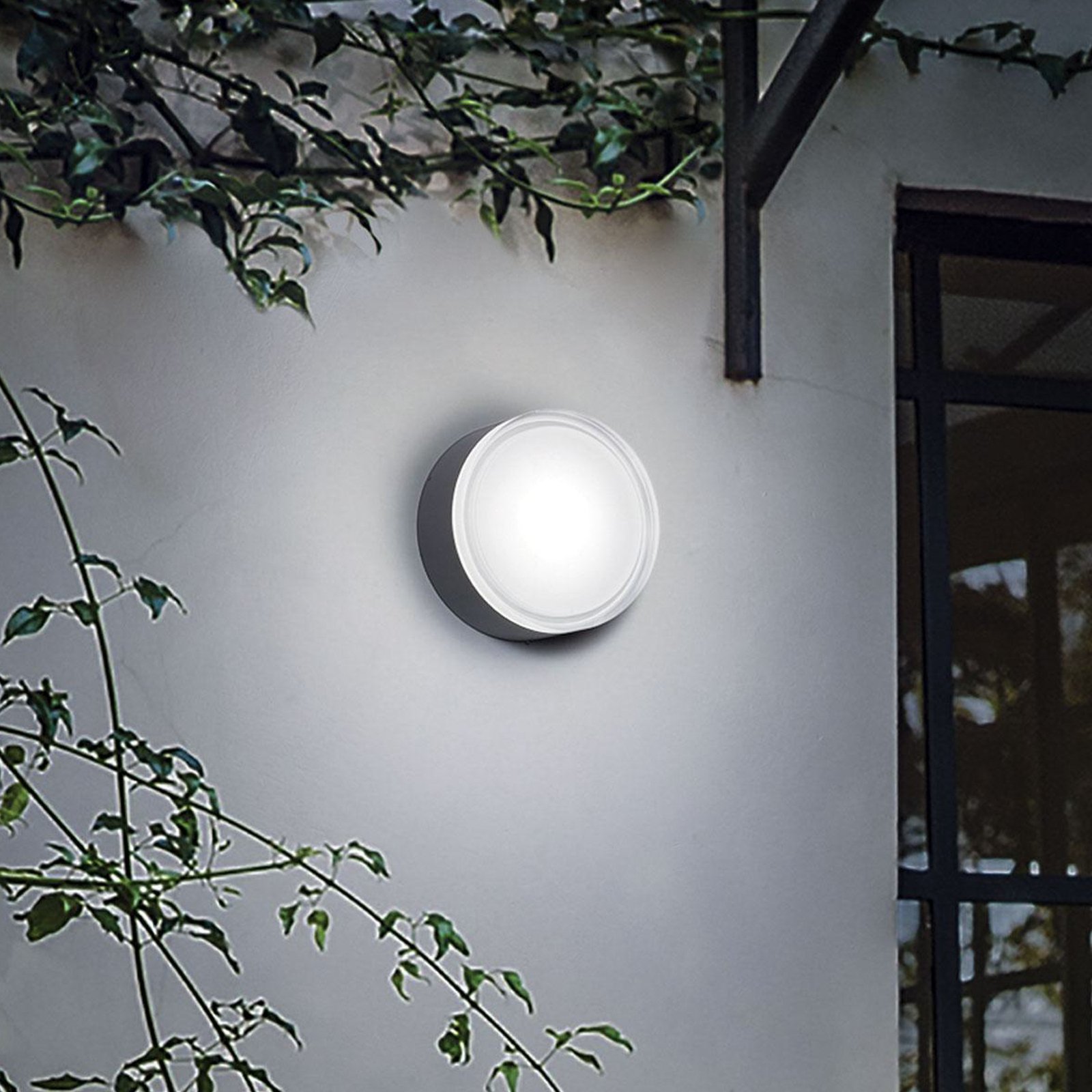 Ideal Lux outdoor wall light Urano anthracite aluminium Ø 16 cm