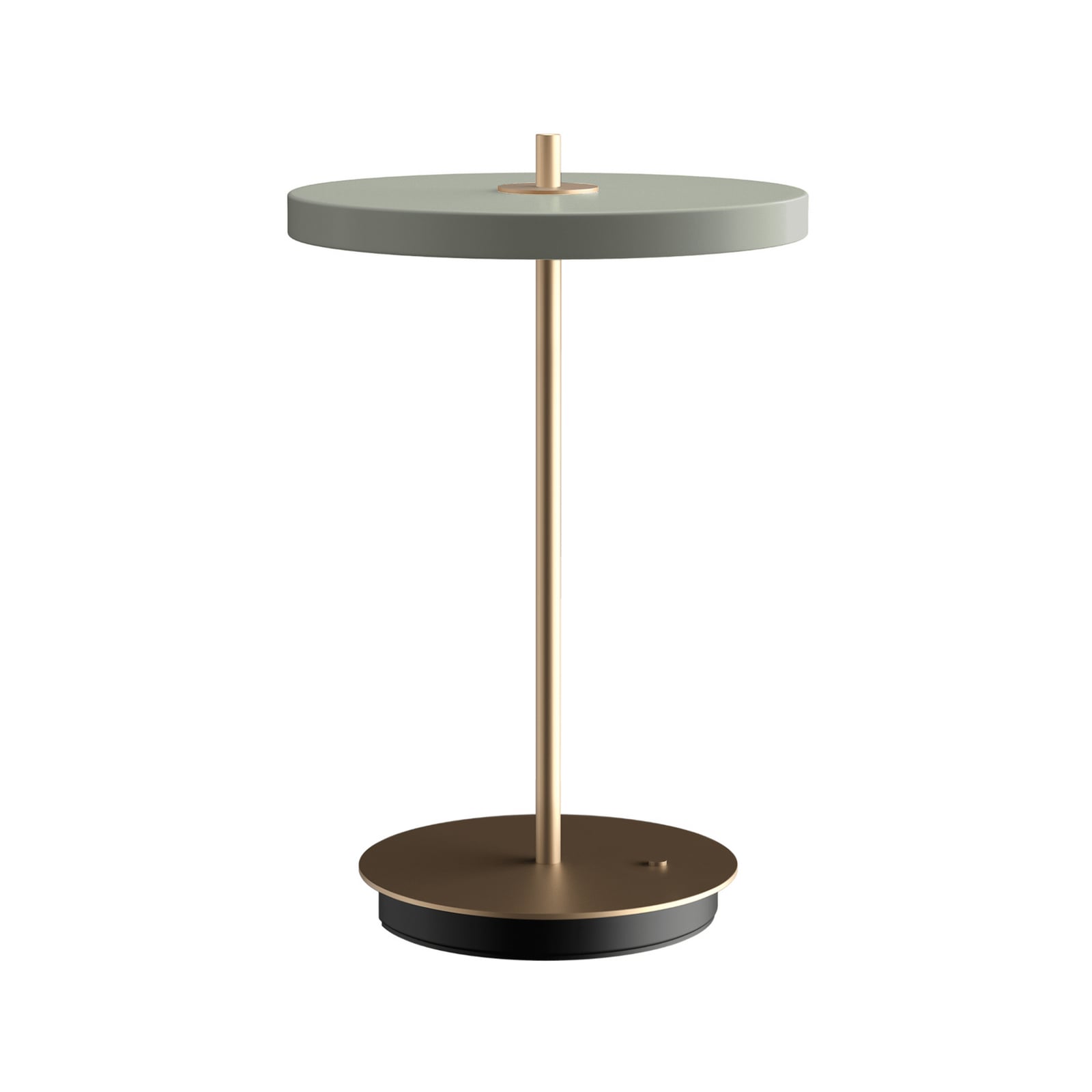 UMAGE Asteria Move LED tölthető asztali lámpa, olajzöld/sárgaréz, 31 cm