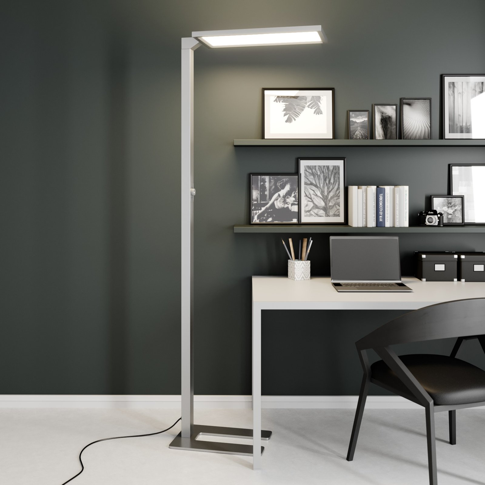 Prios Lexo LED kancelářská stojací lampa, stmívač
