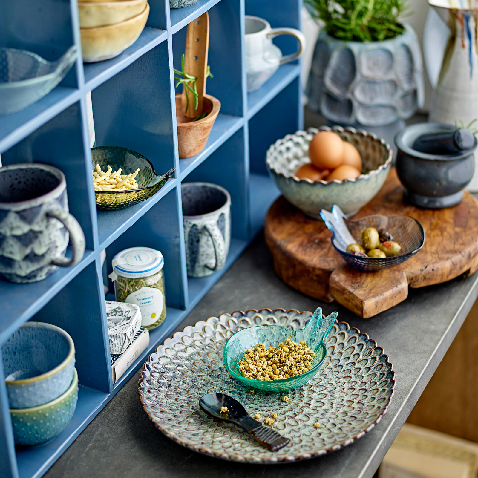 Étagère Bekka, bleue, hauteur 70 cm, bois - Bloomingville