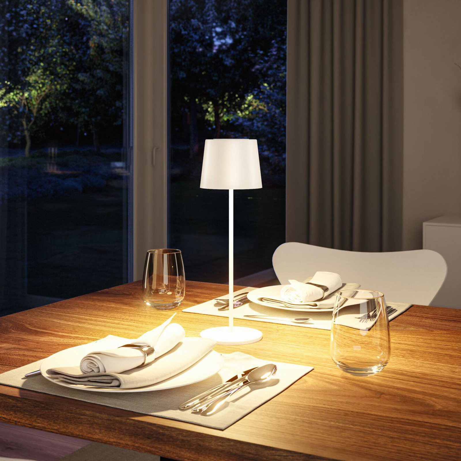 Paulmann Lampe de table LED à accu Gilo, blanc, plastique, IP44