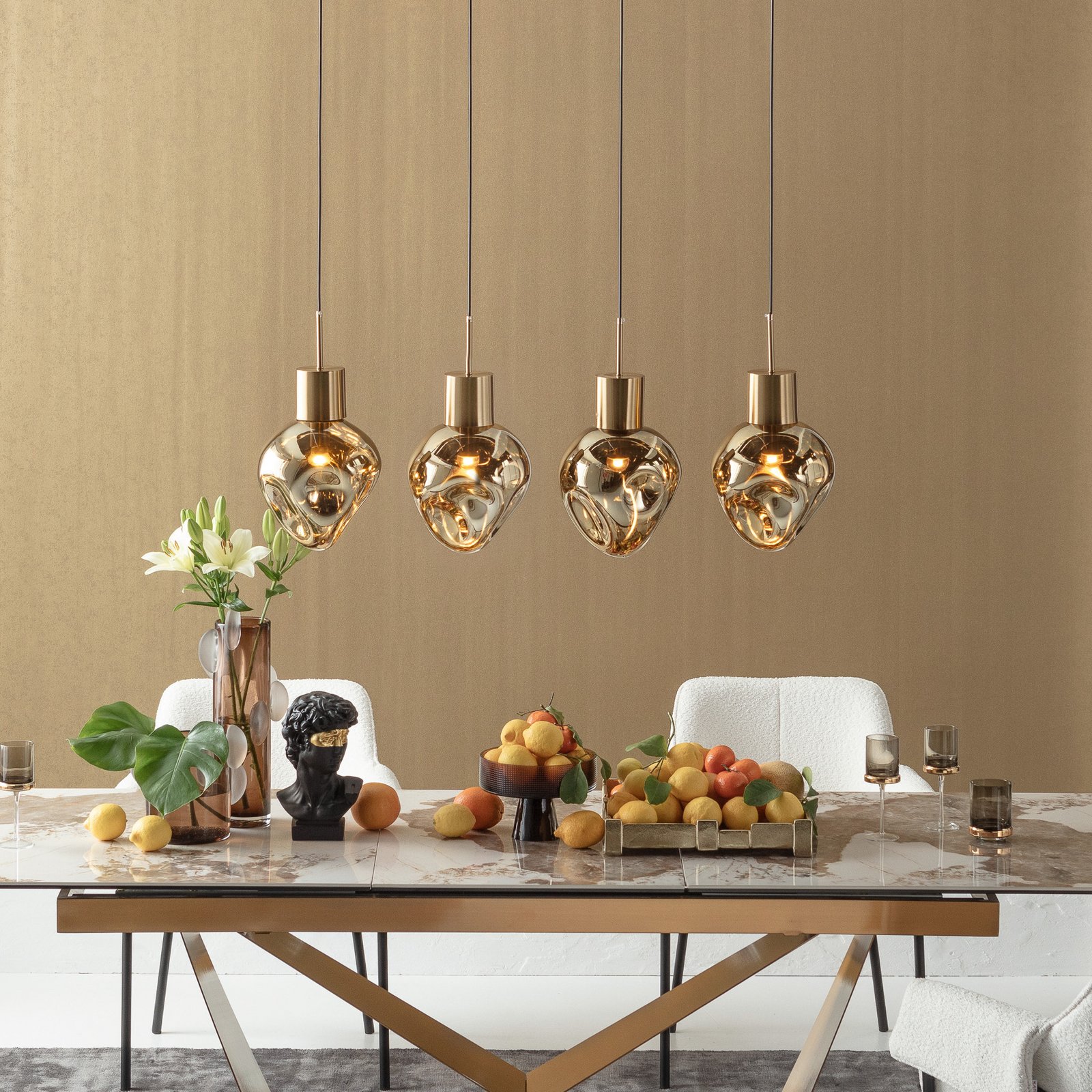 Kare pakabinamas šviestuvas „Supernova“, gintaro spalvos, 110 cm, E27 Kare pakabinamas šviestuvas „Supernova“, gintaro spalvos, 110 cm, E27