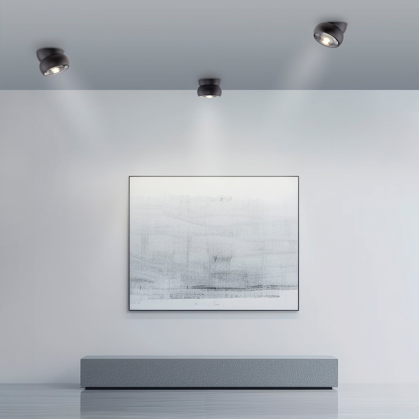 Move LED plafondspot, zwart, Ø 12 cm, metaal/glas - PURE