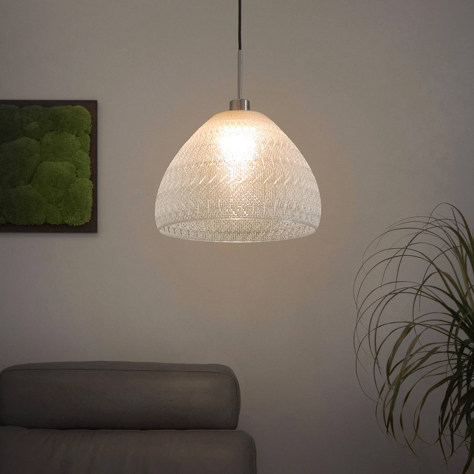 E-shop Závesná lampa Fraktal Bowl z PET fliaš, priehľadná