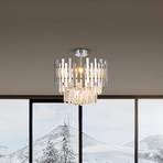 Plafondlamp Aspen metaal chroomkleurig, glazen kristallen, Ø 45 cm