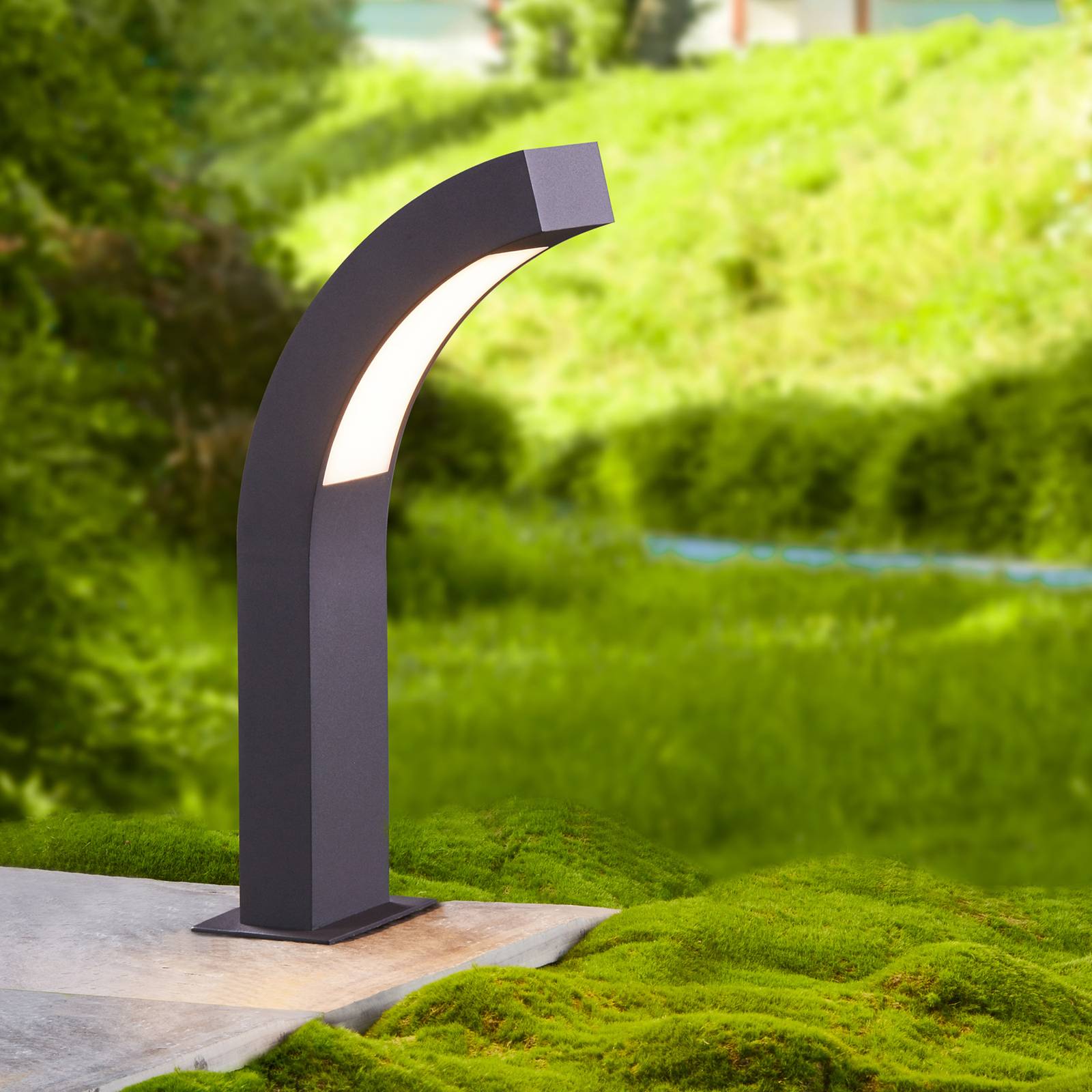 Photos - Chandelier / Lamp Lucande Lennik curved LED pedestal light, 40 cm 