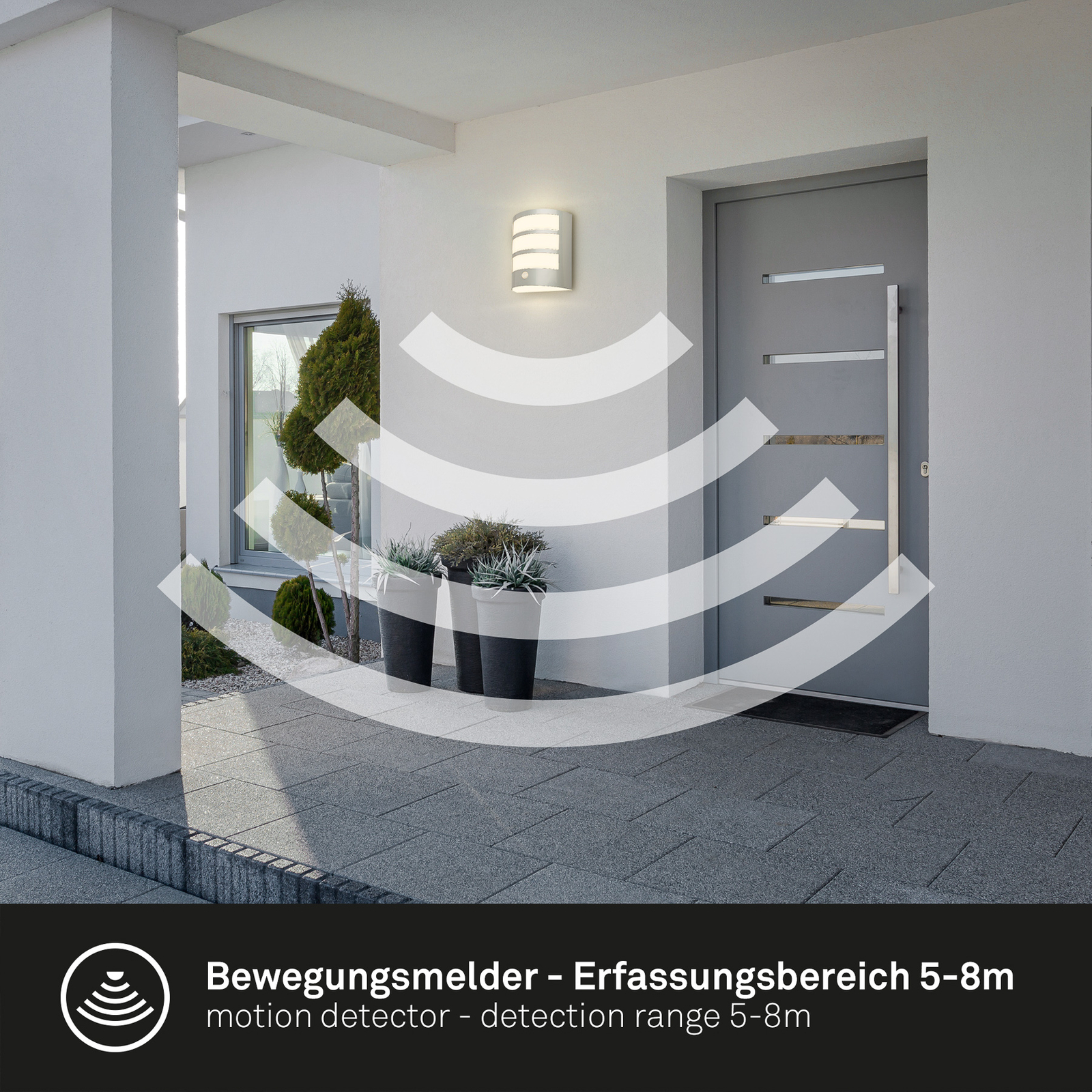 LED-Akku-Außenwandleuchte 3795014 chrom Kunststoff Sensor