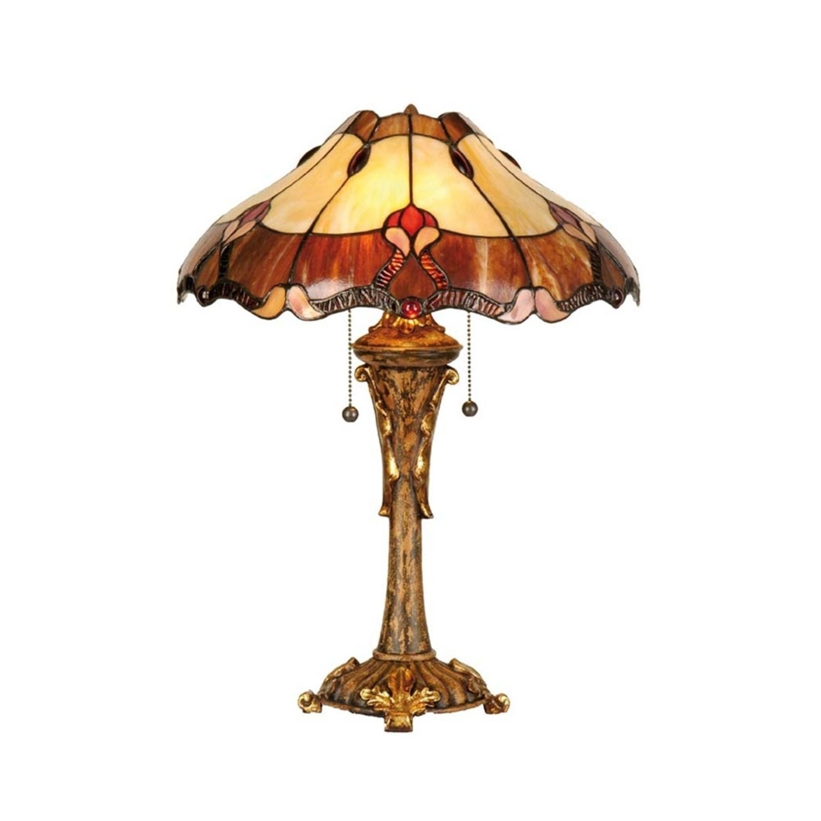 Bonita lámpara de mesa Cambria, estilo Tiffany