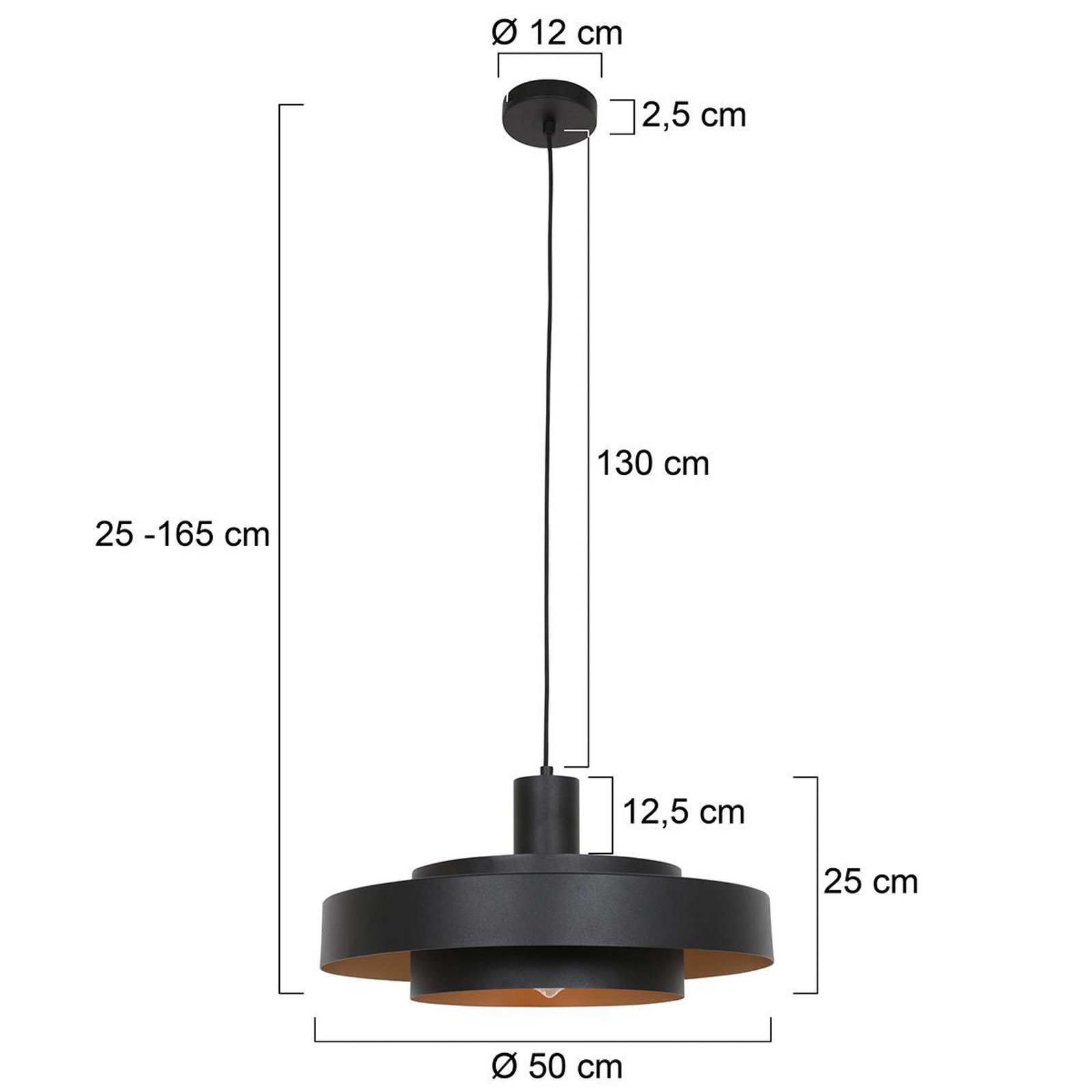 Hängeleuchte Flinter, schwarz, Metall, Ø 50 cm, E27