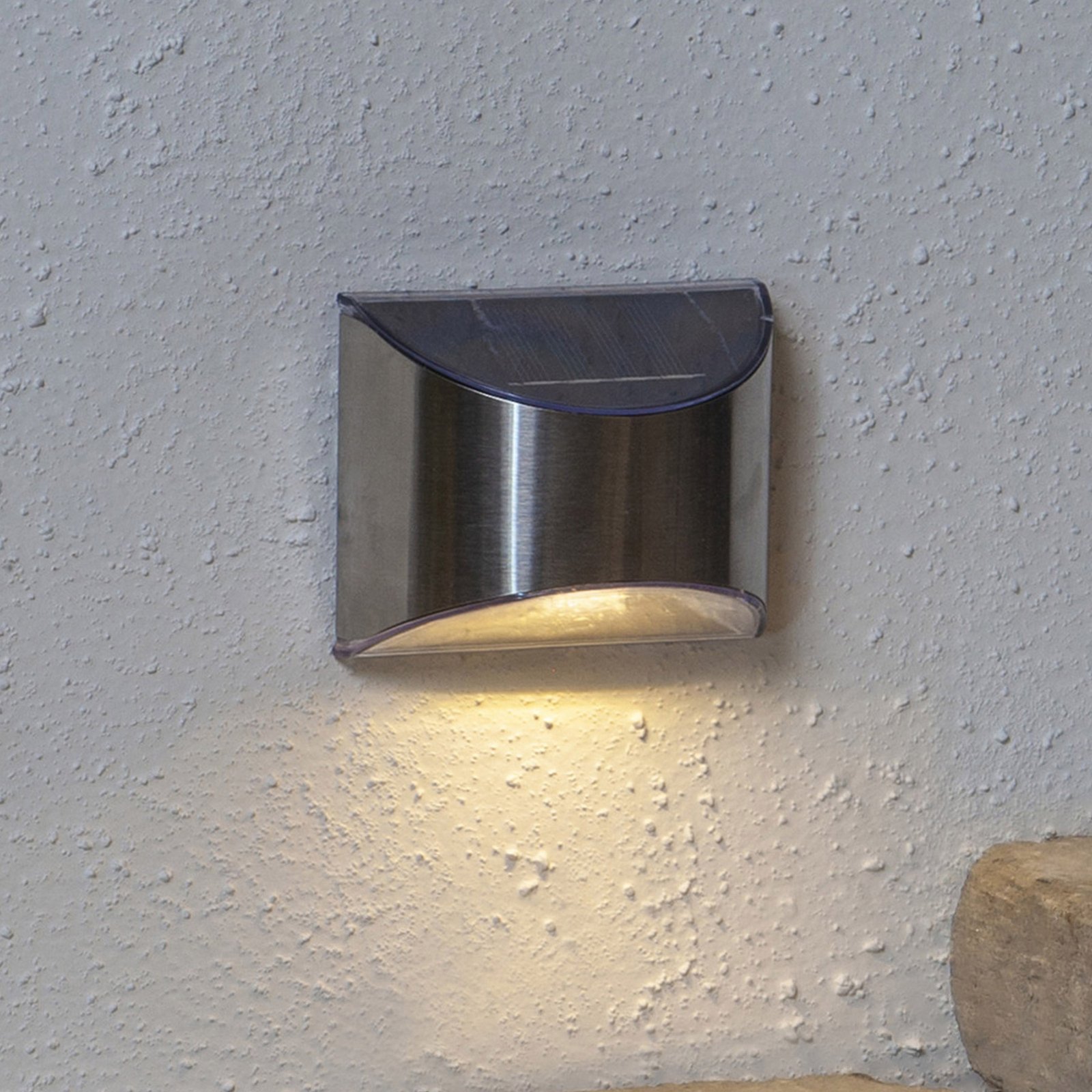 LED napelemes fali lámpa Wally, ezüst, 2 db-os