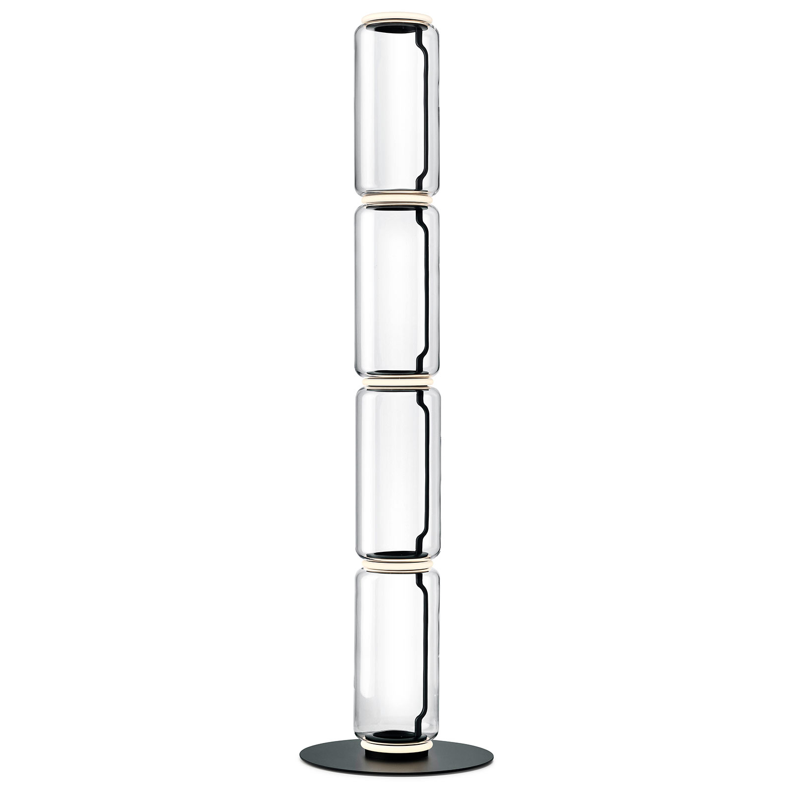 Flos Noctambule 4 High Cylinders, stor base - dimbar - design gulvlampe - st?lampe Stue / spisestue - glass, aluminium