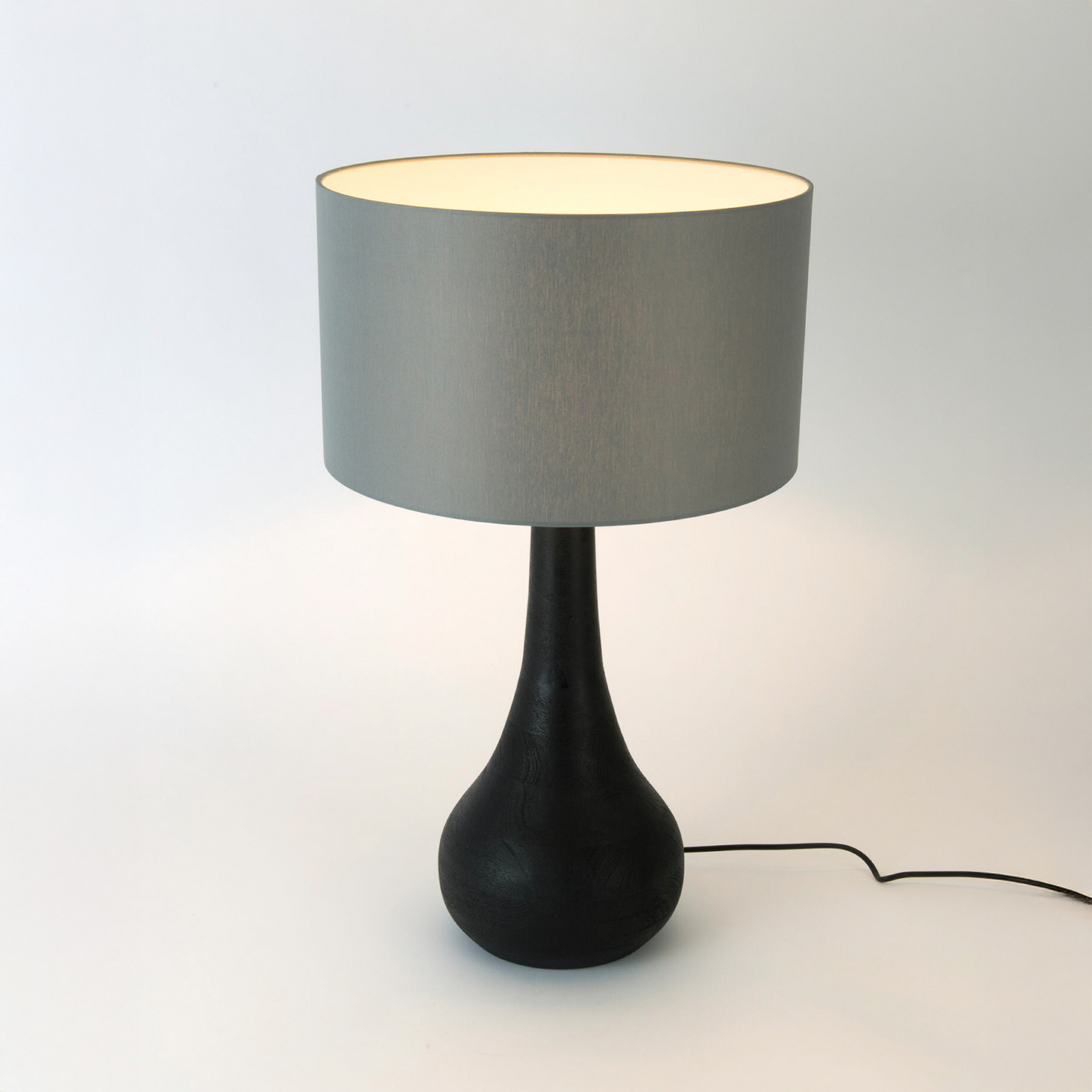 Bordlampe RODOLFO, svart/grå, høyde 63 cm, tre/chintz