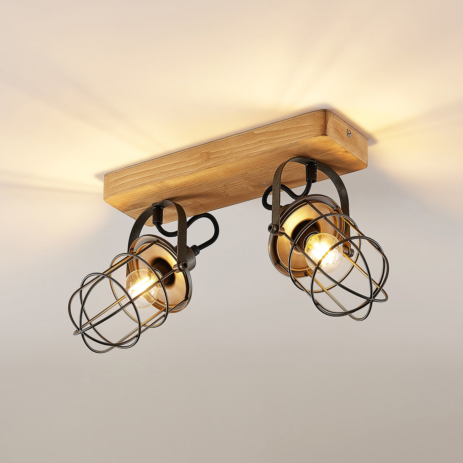 Lindby Serima mennyezeti lámpa két rácsos búrával