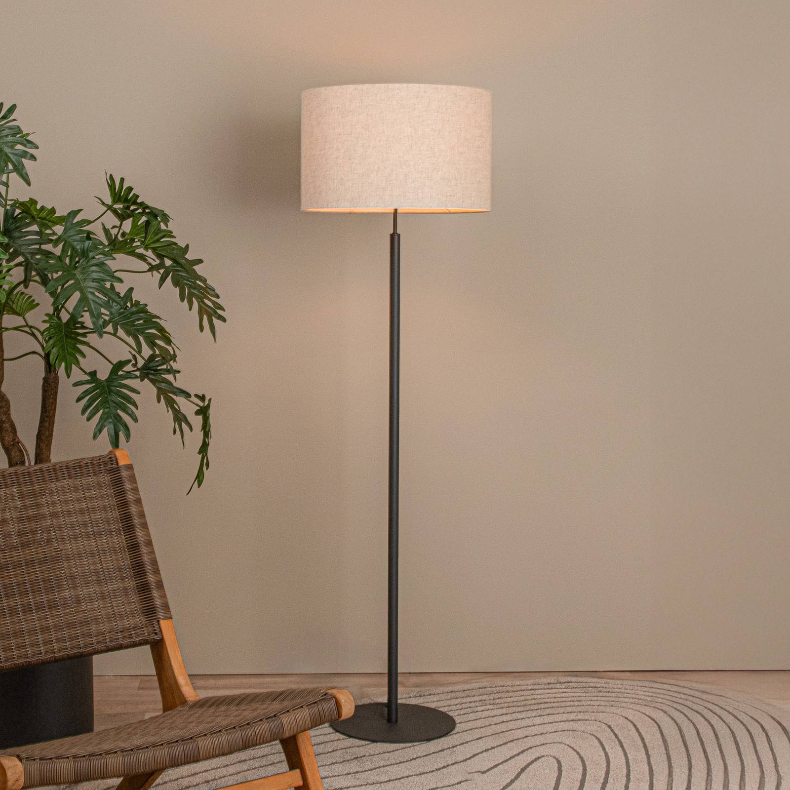Lucide Stehleuchte Maya, Beige, Höhe 150 Cm, Textil, E27