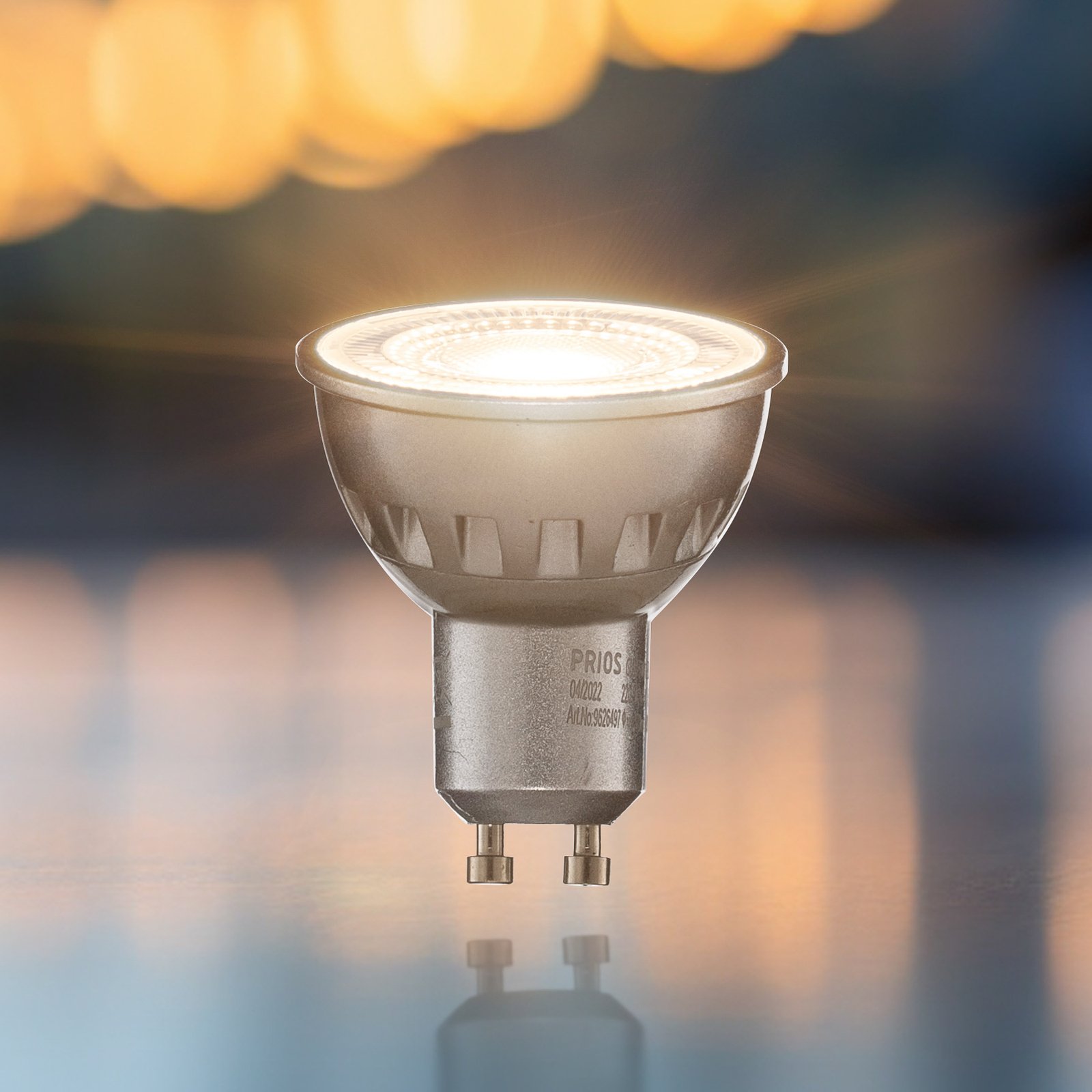 Prios Reflector LED bulb GU10 5 W 3,000 K 90° dim