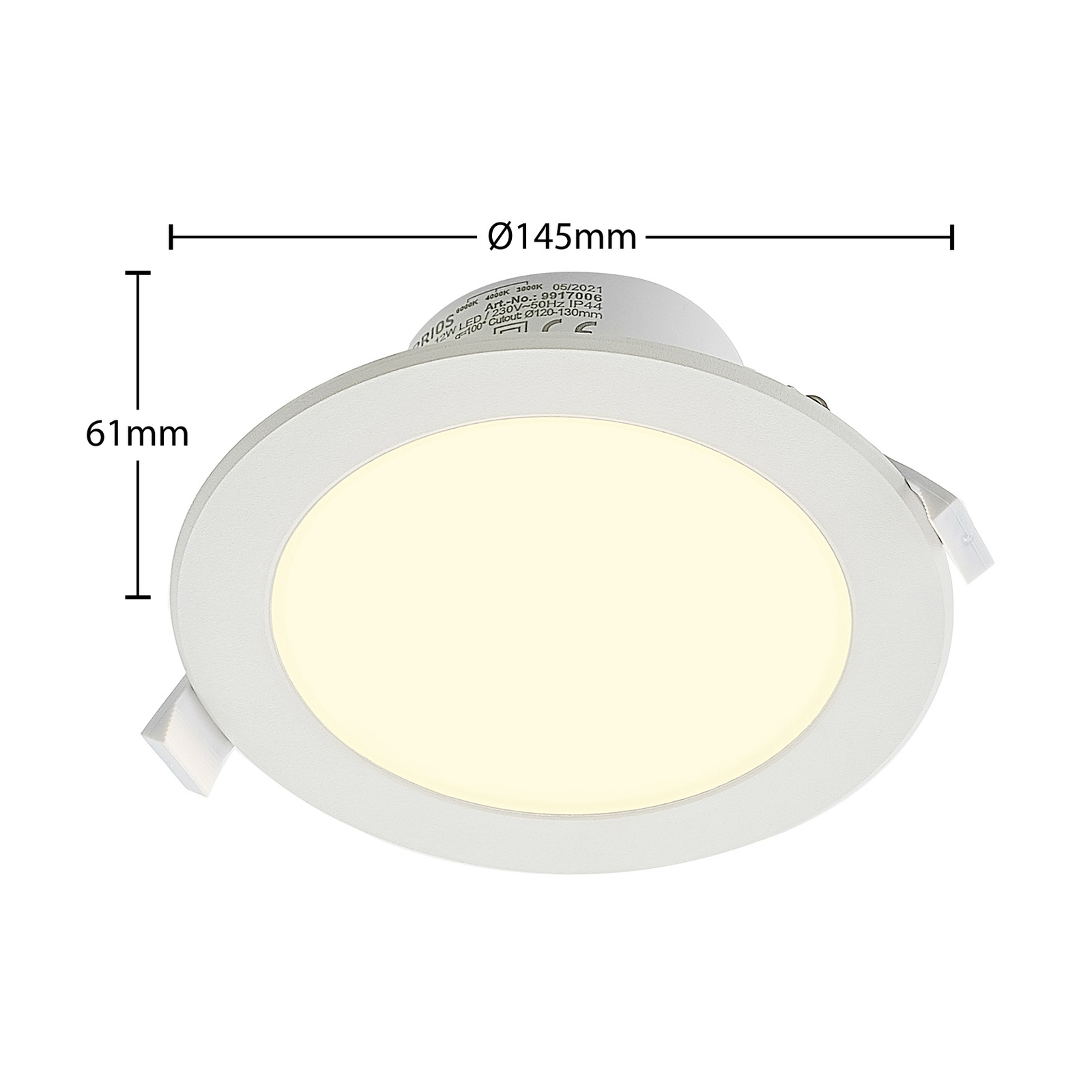 Prios Rida LED recessed spotlight, CCT, 14.5 cm, 12 W