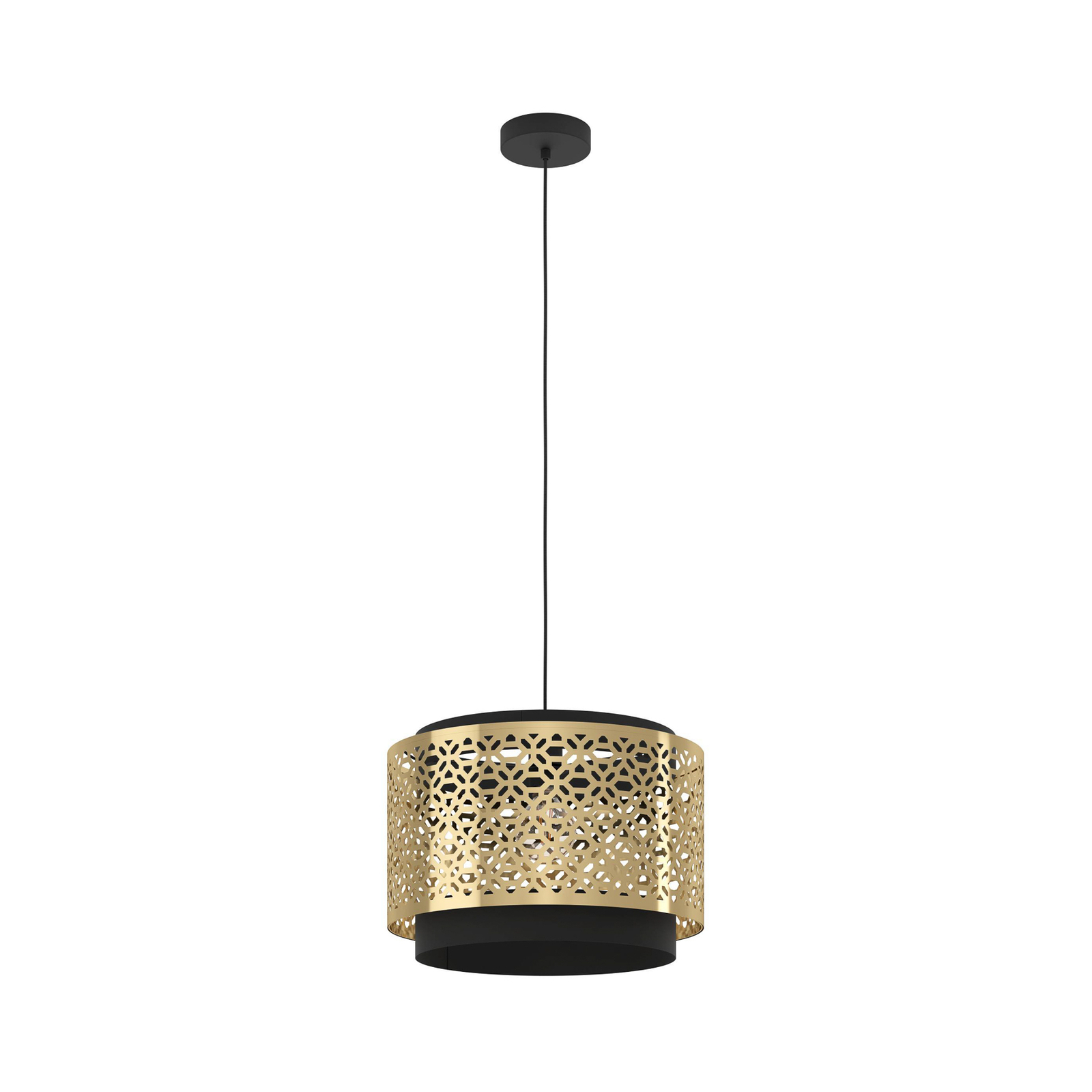 Sandbach pendant light in black and brass