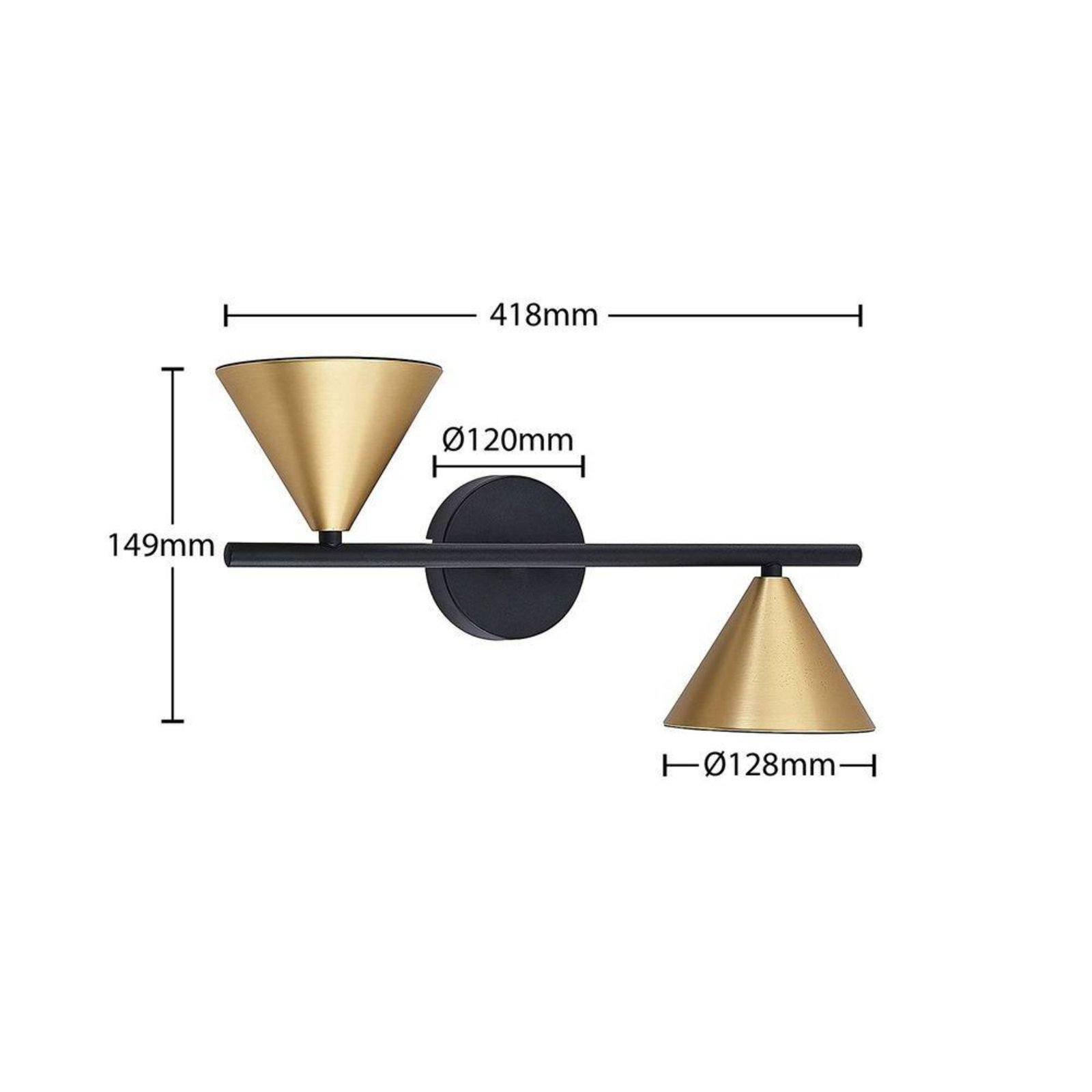 Kartio 2 Aplică de Perete Brass - Lucande