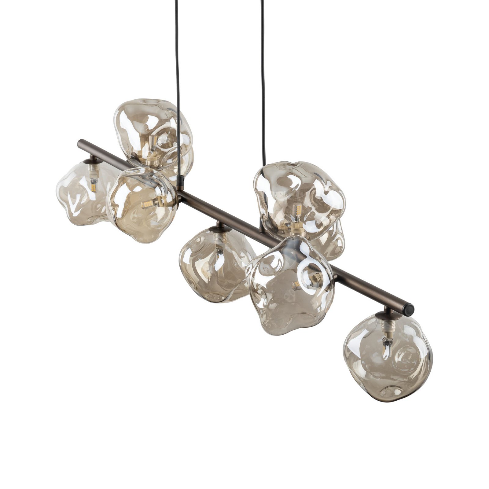 Visoka svetilka Lava, rjava, 9-žarčkov, steklo, dolžina 116 cm Visoka svetilka Lava, rjava, 9-žarčkov, steklo, dolžina 116 cm