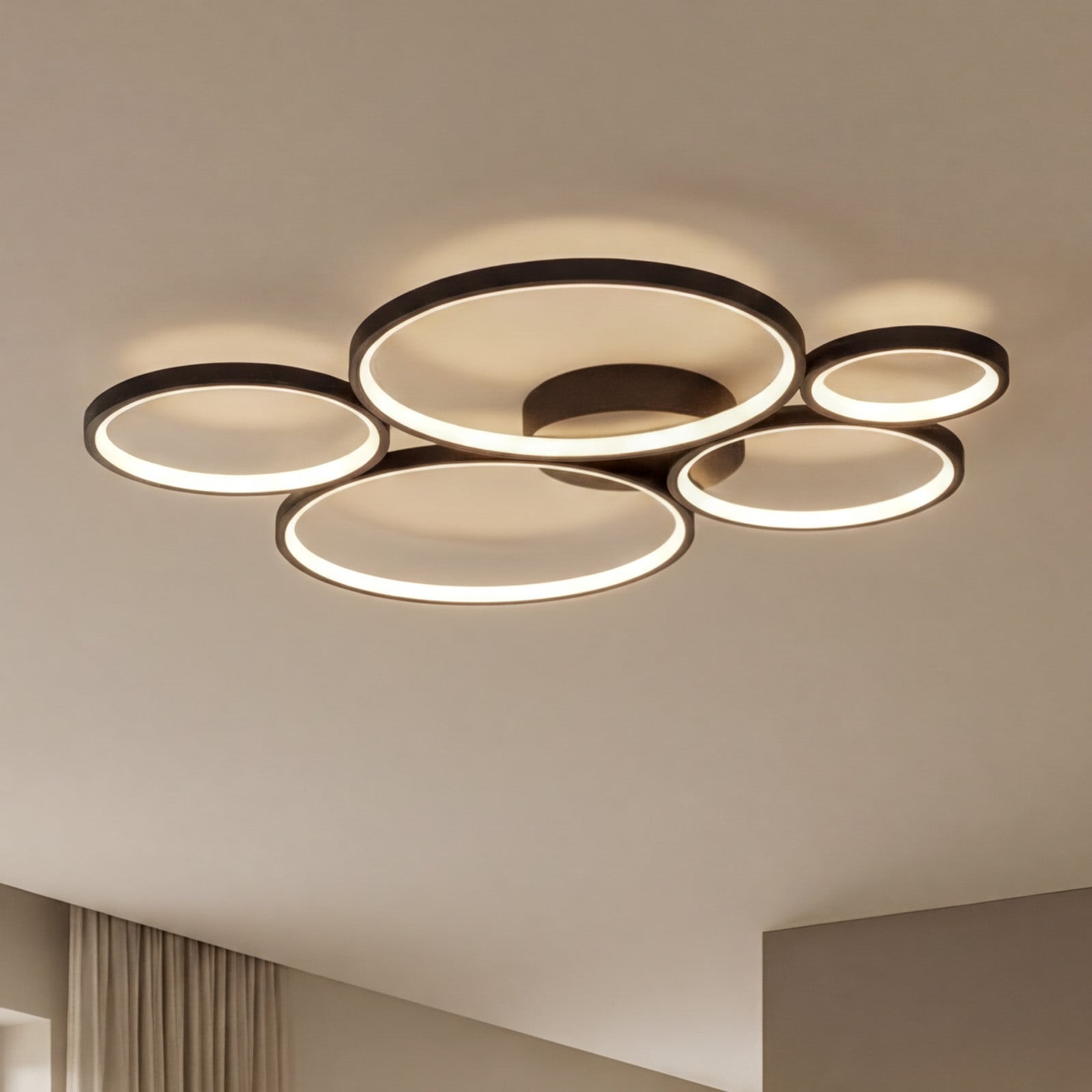 Trio Lighting Plafonieră LED Rondo negru mat - Camera de zi / sufragerie - Modern - Metal