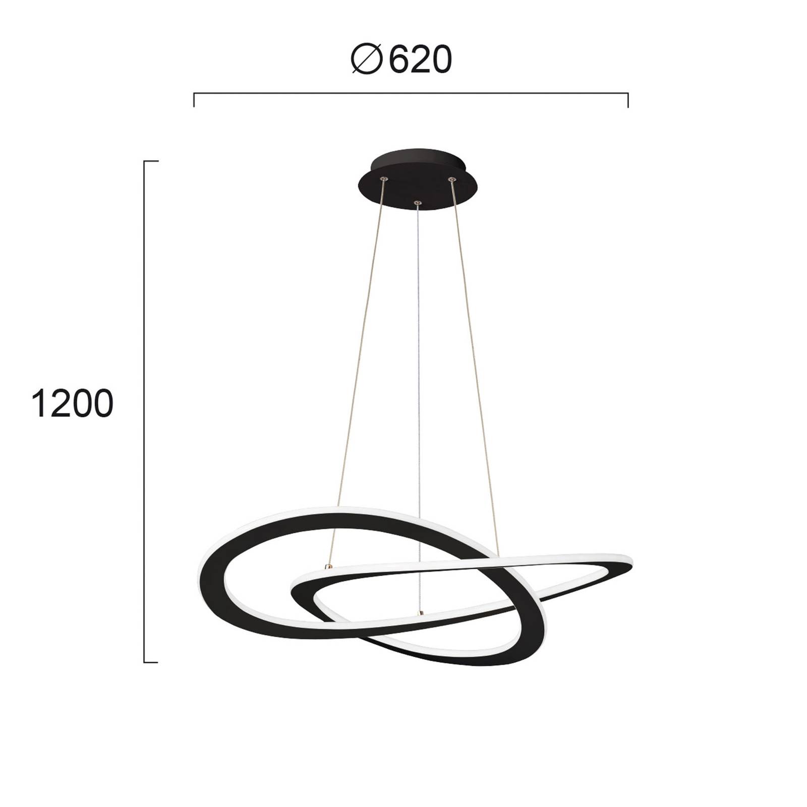 Suspension LED Charlie, Ø 62 cm, noire