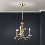 Ariane chandelier, gold-coloured, Ø 50 cm, crystal, 3-bulb.