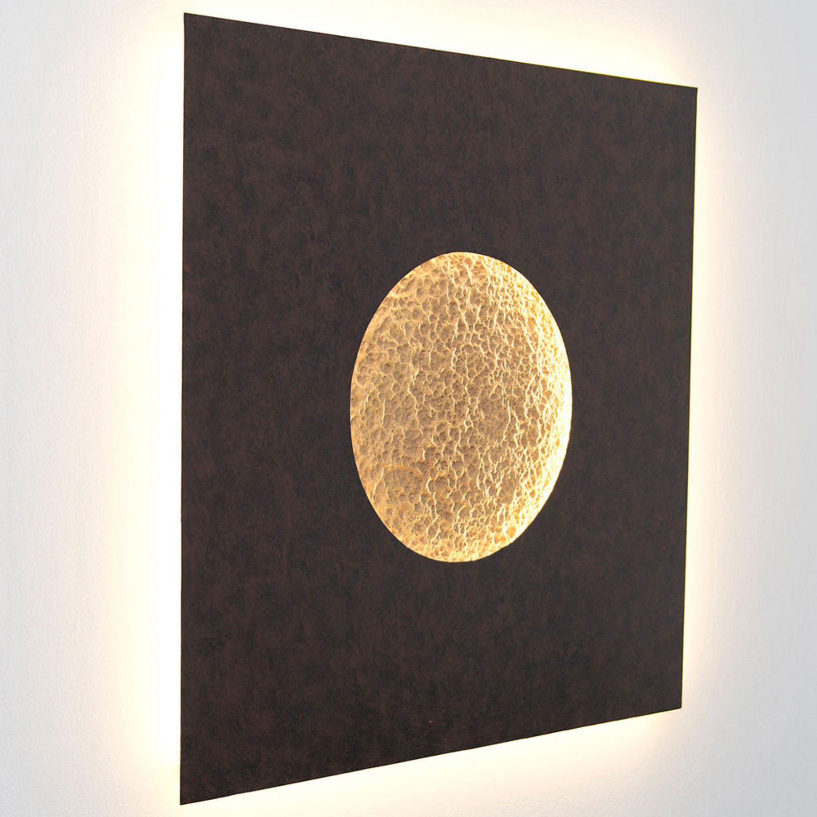 Candeeiro de parede LED Luina, 80x80cm, interior dourado