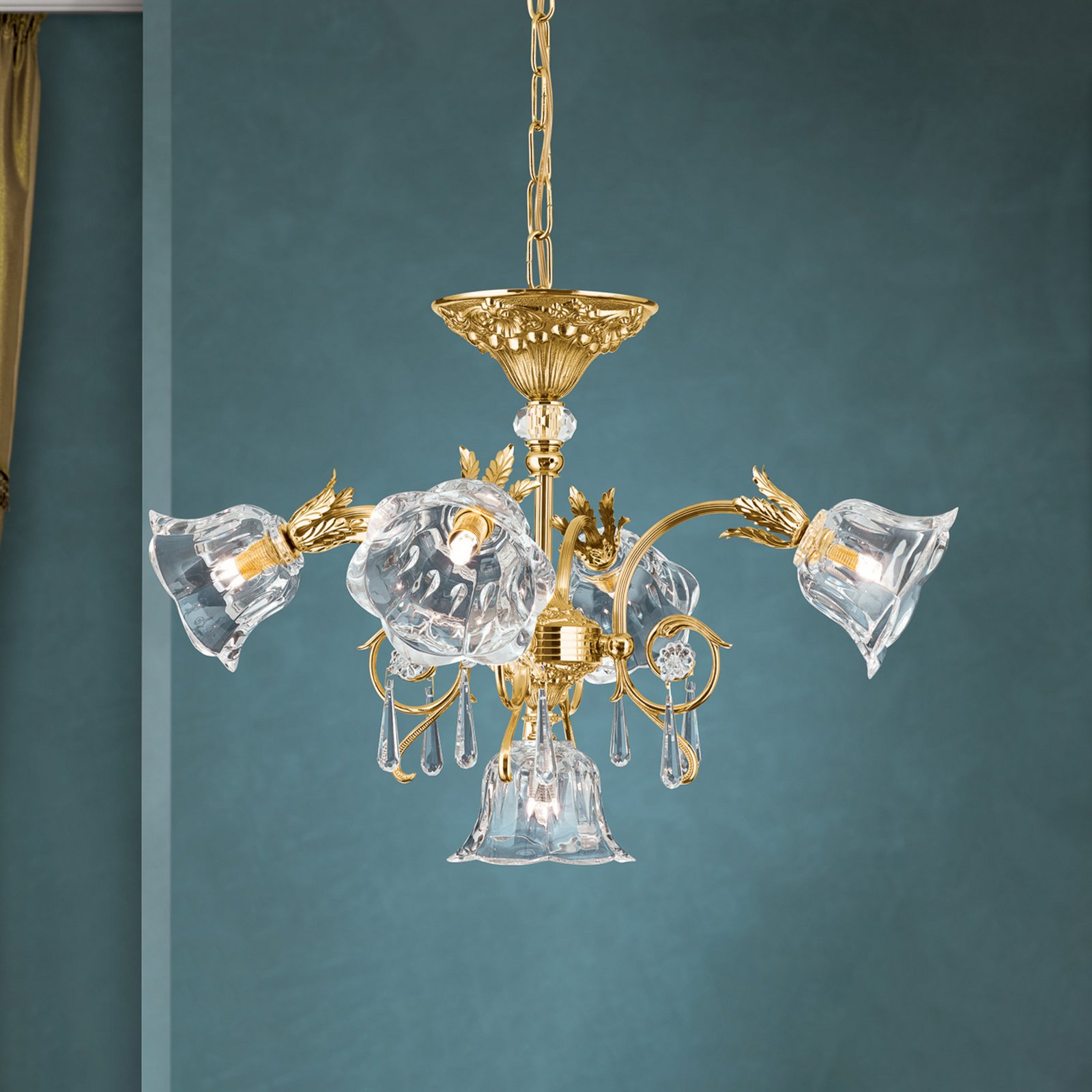 Kaisa Chandelier Gold-Plated Five Bulbs