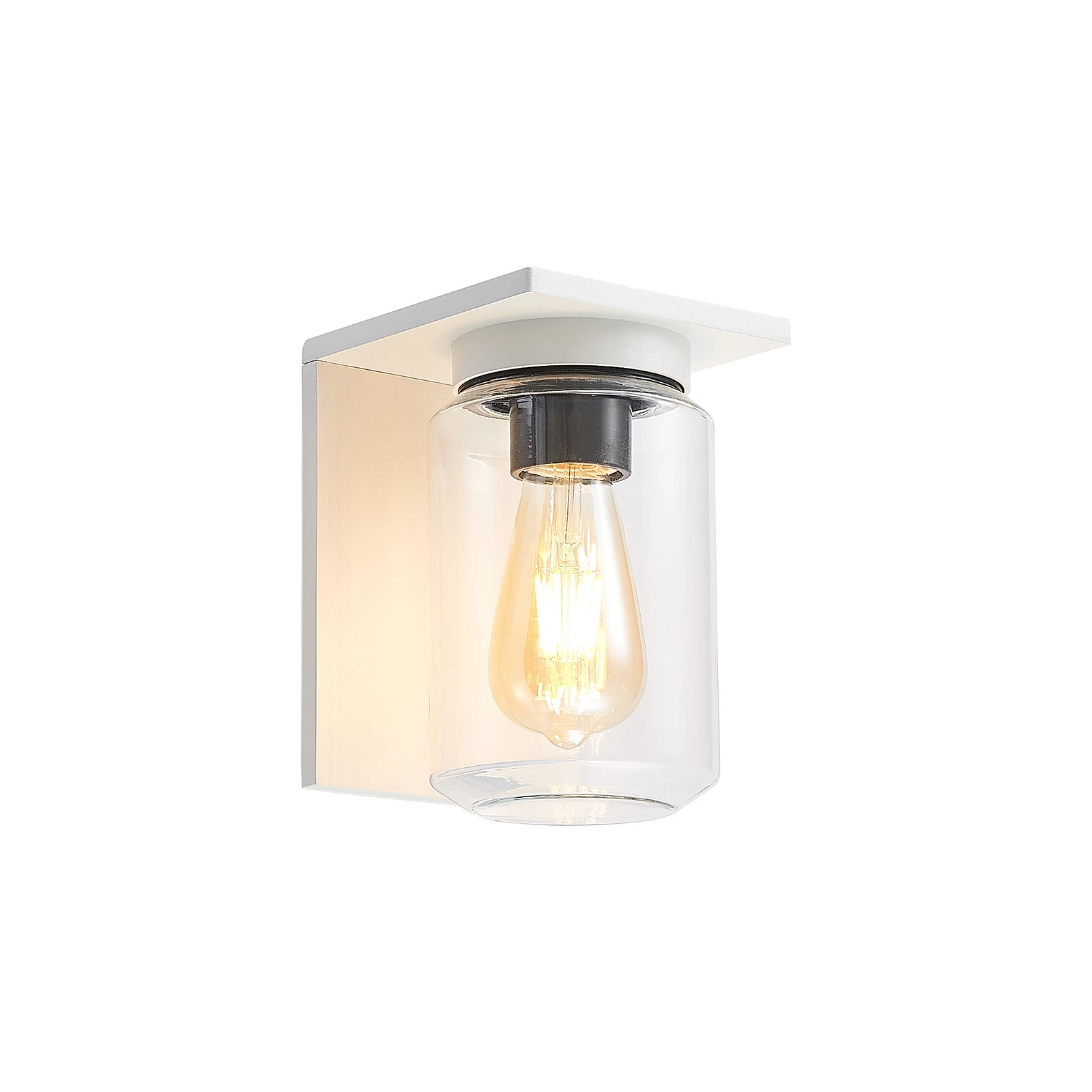 Lucande Außenwandleuchte Semka, weiß, Alu, Glas, 20cm