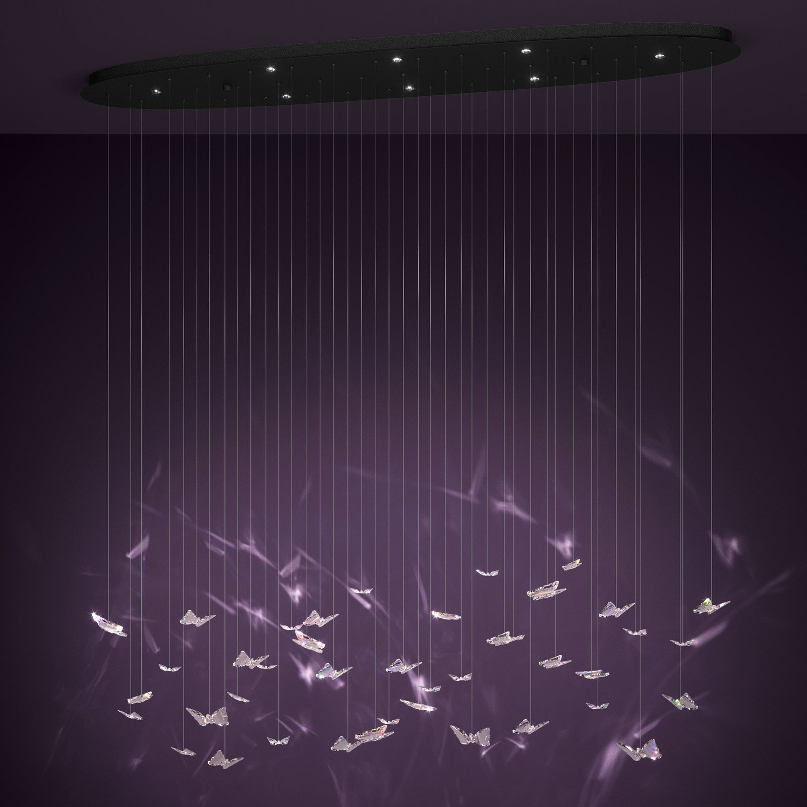 EGLO Stars Of Light Lampă suspendată LED Adrados ovală 8 becuri - Camera de zi / sufragerie - Design - negru transparent - Metal