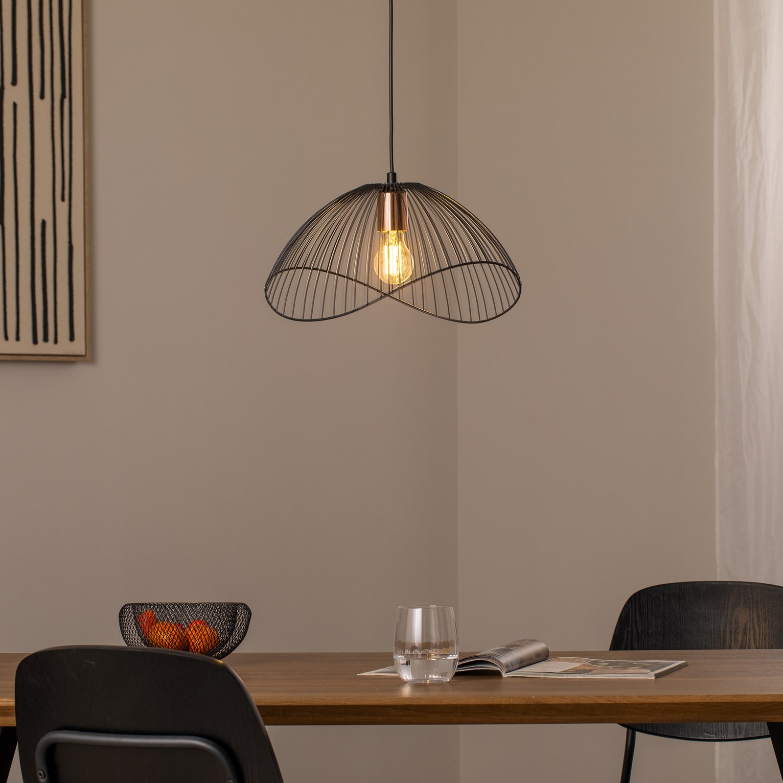 Hængelampe Telma, sort, Ø 38 cm, metal Hængelampe Telma, sort, Ø 38 cm, metal