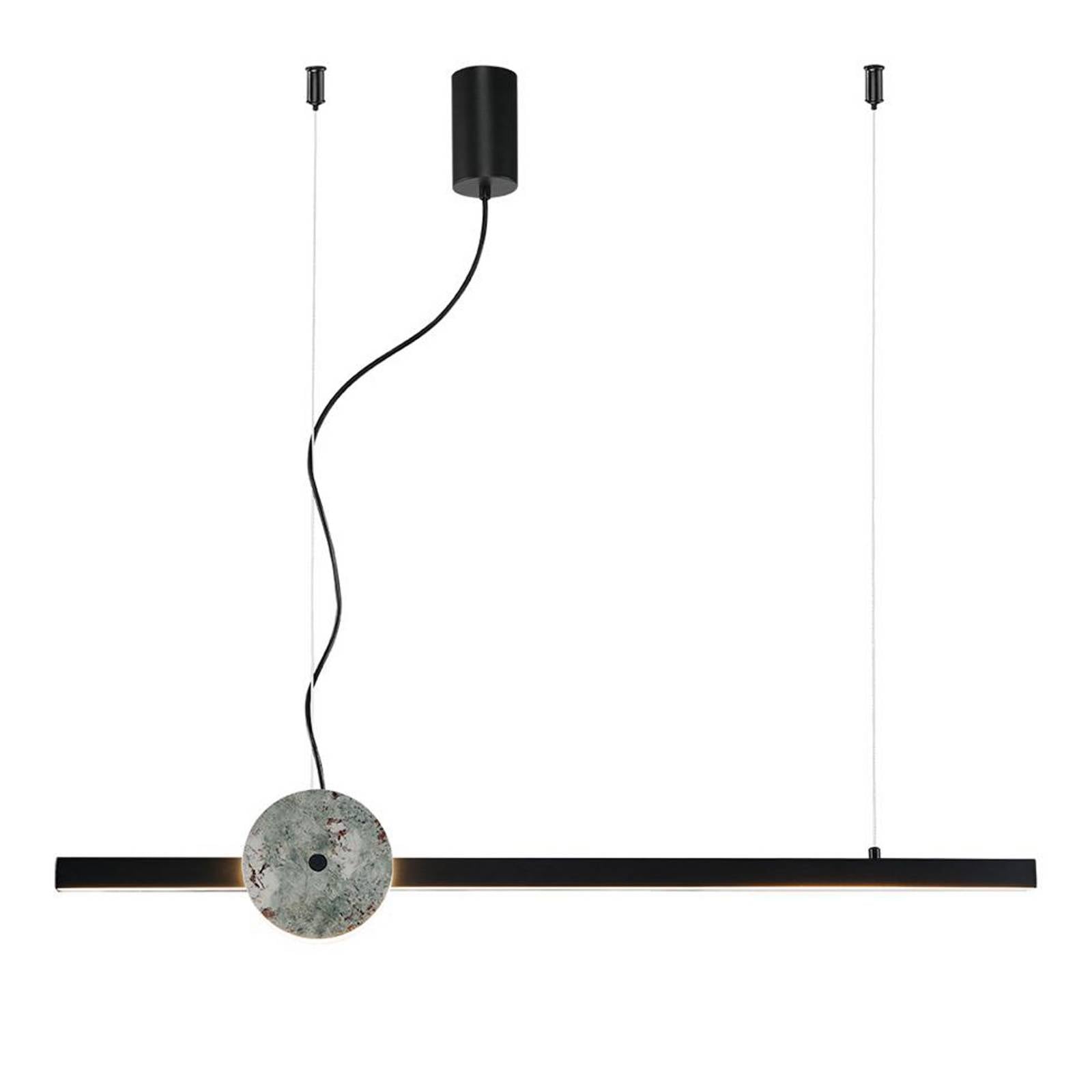 LED-Hängelampe Anais, schwarz/grün, Länge 100 cm, Kunststein