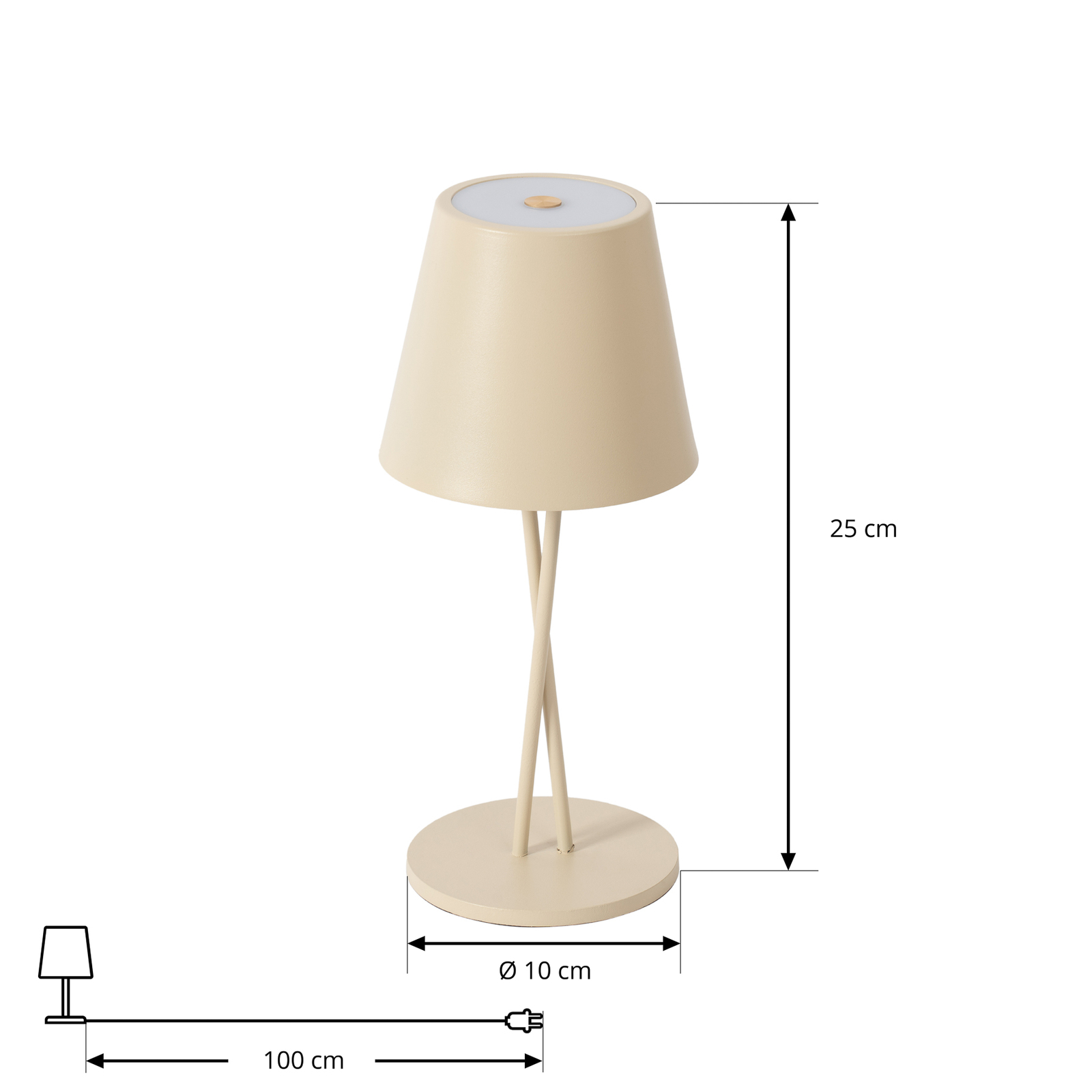 Lindby lampe de table LED à accu Janea, croisée, beige, métal