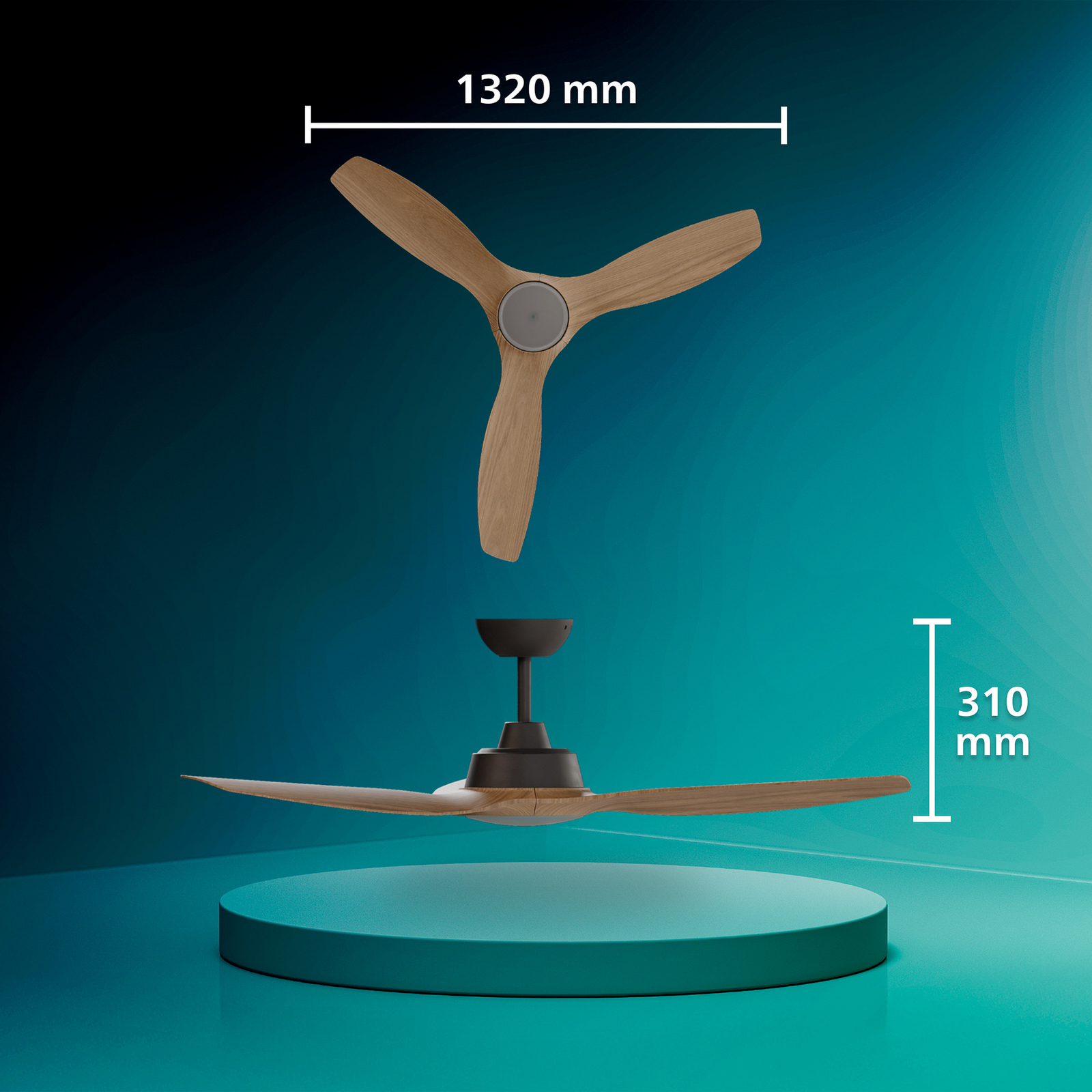 Wentylator LED Philips Olas, średnica 132 cm, brązowo-czarny, CCT