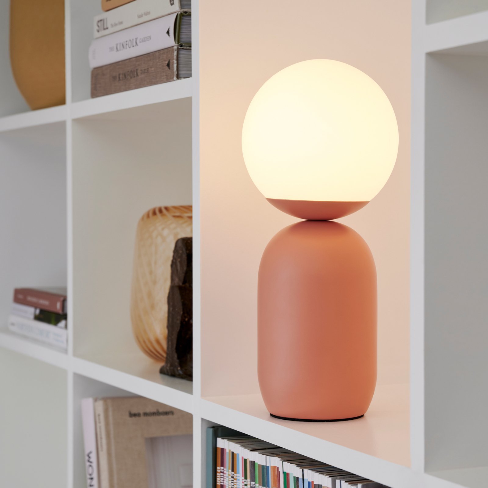 Table lamp Notti, metal and opal white glass