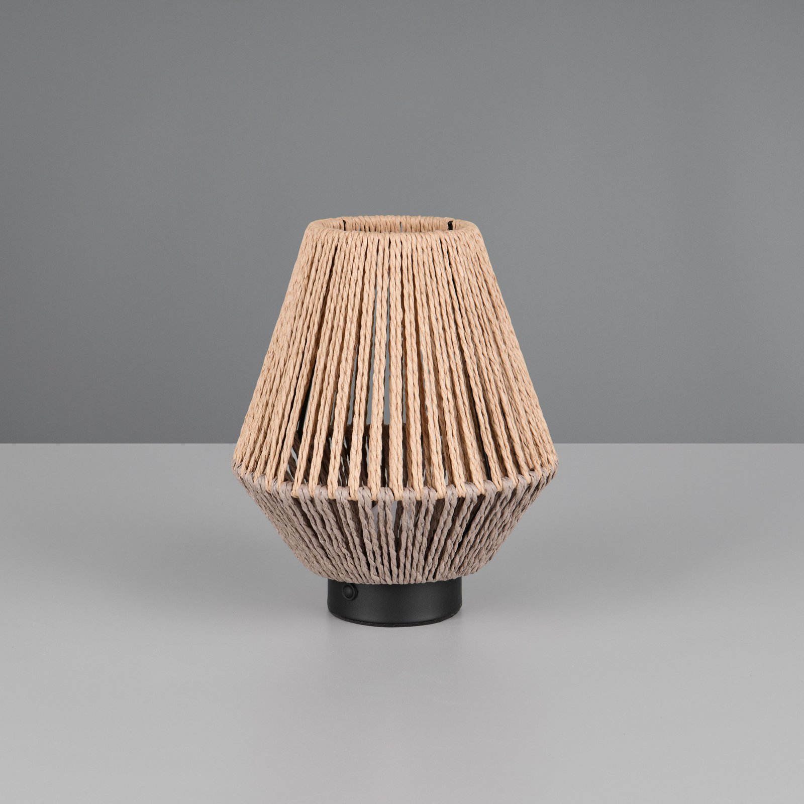 LED rechargeable table lamp Lira, brown, paper yarn, height 22 cm
