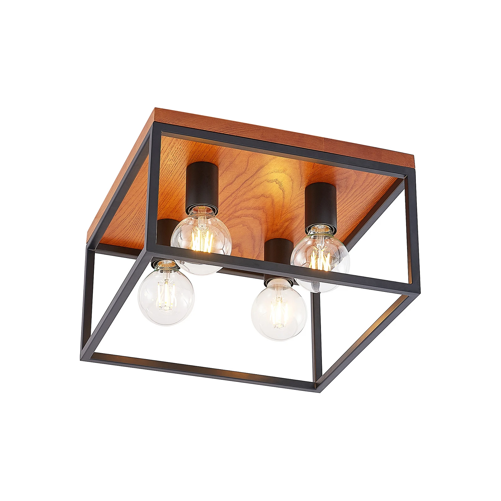 Lindby Miravi Deckenleuchte, Holz, vierflammig