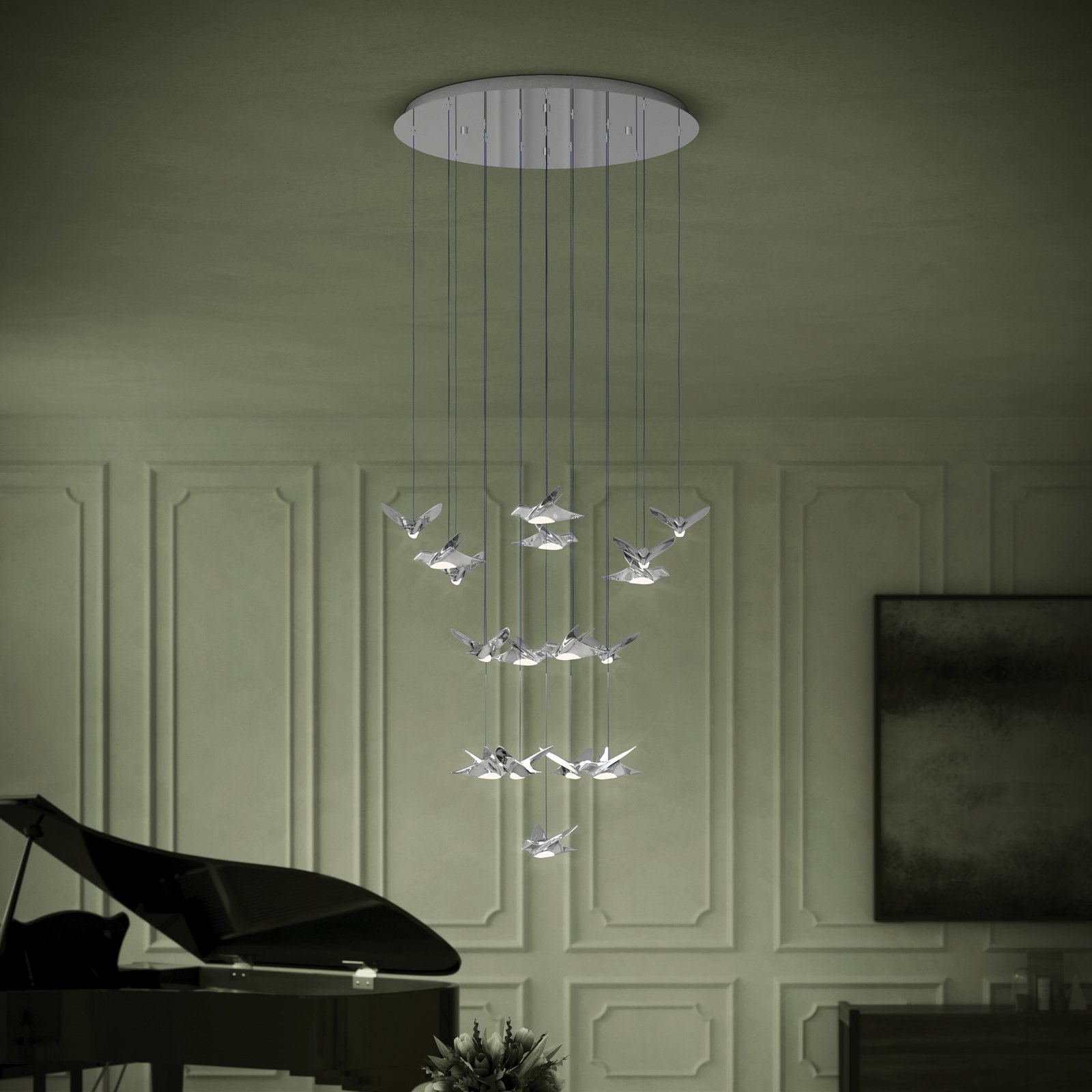 EGLO Stars Of Light LED pendant lamp Paratebueno chrome round 17-fl.