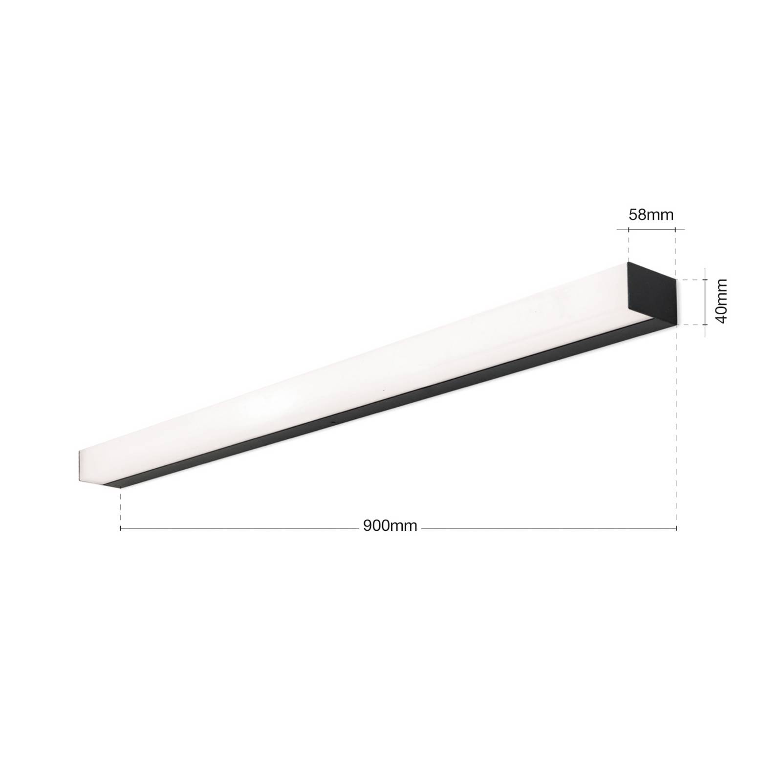 Oświetlenie lustra LED Horizon, szerokość 90 cm, czarne, IP44