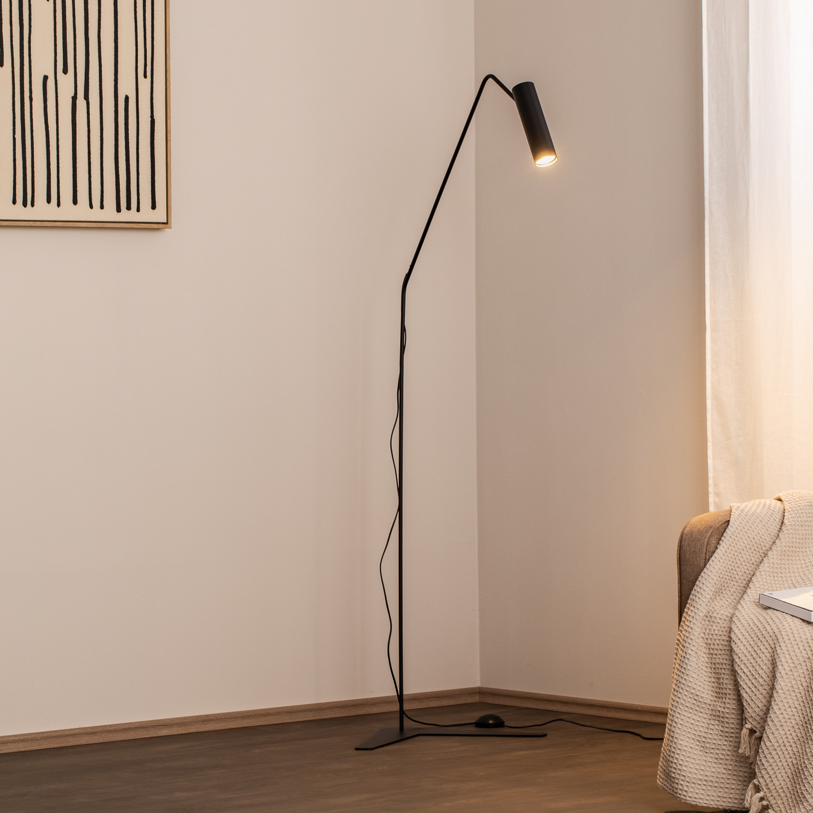 Euluna Podna lampa Eye Super s pomičnom glavom, crna - Dnevni boravak/blagovaonica - Metal