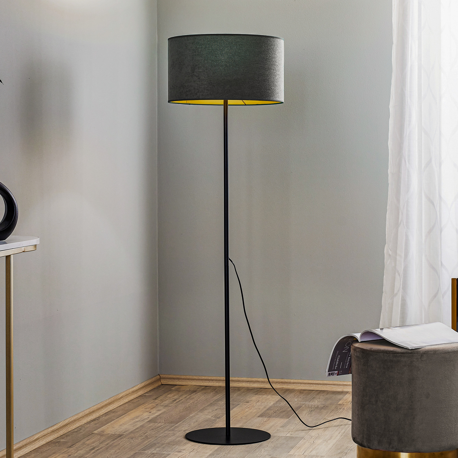 Lampadaire Golden Roller gris/doré