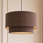 Pendellampe Boho, braun/gold, Ø 45 cm, Textil, E27