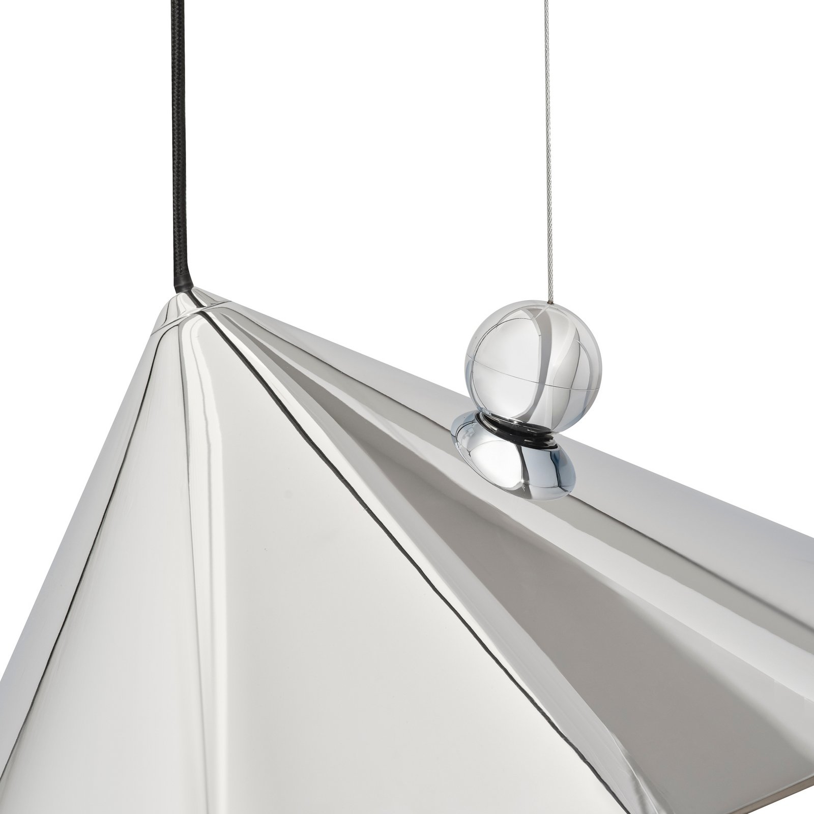 Candeeiro suspenso LED Pose da Tom Dixon, prateado, Ø 43 cm, aço, regulável Candeeiro suspenso LED Pose da Tom Dixon, prateado, Ø 43 cm, aço, regulável